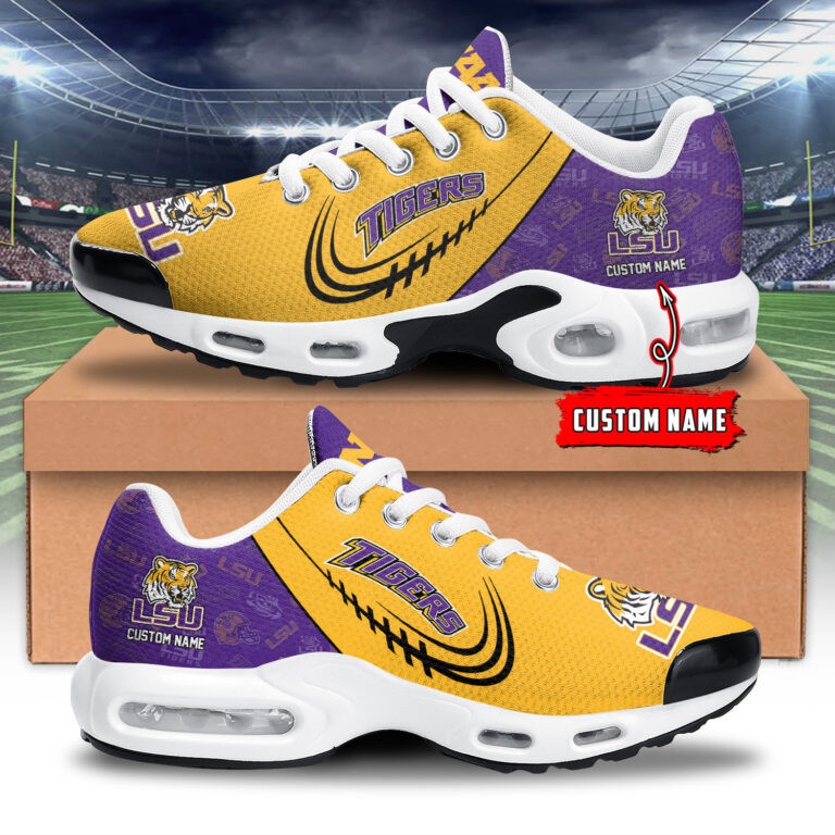 LSU Tigers Personalized Name Team Logo Mix Colors Stitch Line TN Air Max Shoes Air Cushion Sneakers