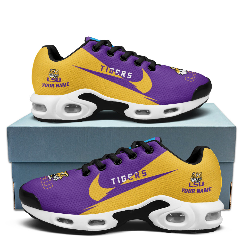 LSU Tigers Personalized Name Team Logo Wings Of God Pattern TN Air Max Shoes Air Cushion Sneakers