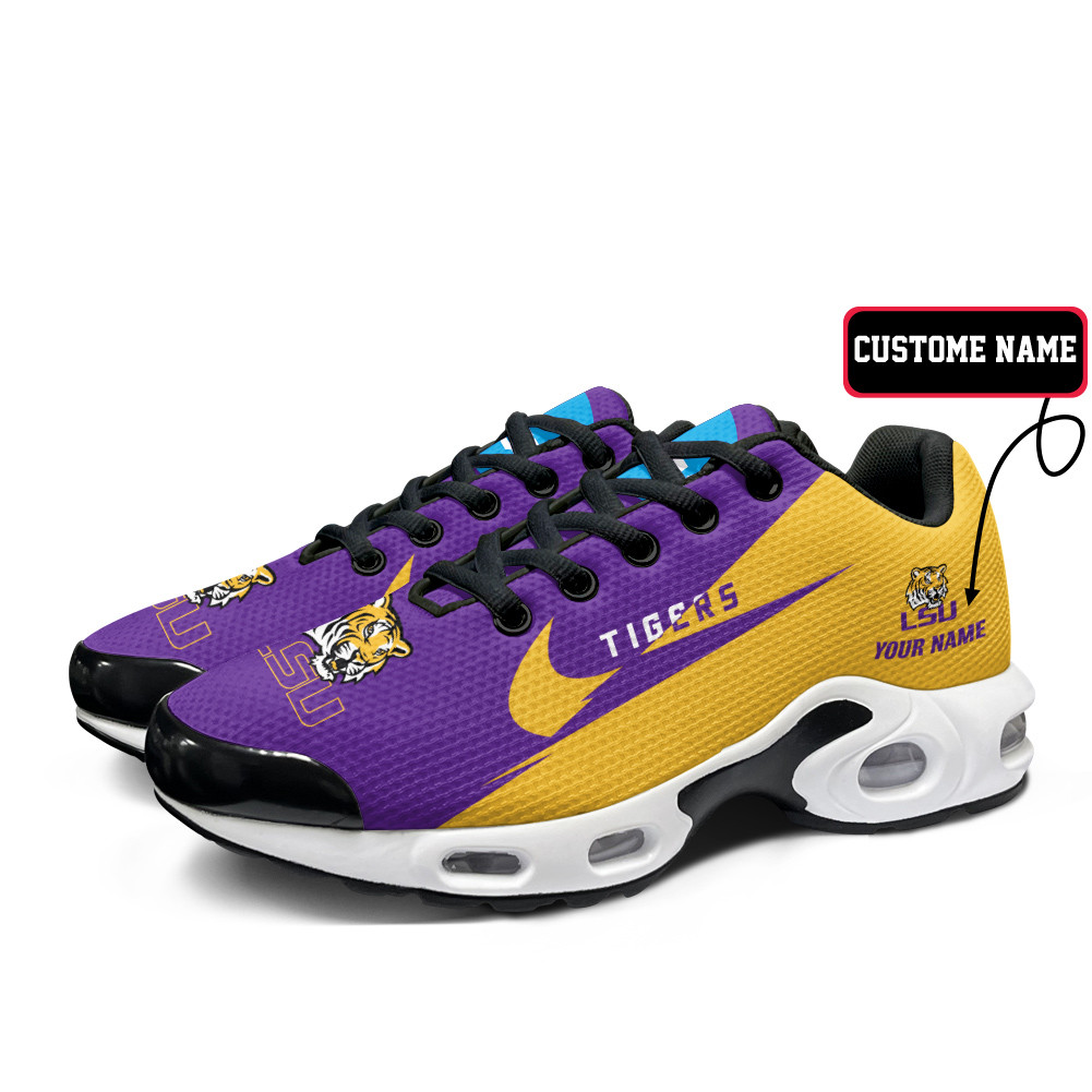 LSU Tigers Personalized Name Team Logo Wings Of God Pattern TN Air Max Shoes Air Cushion Sneakers