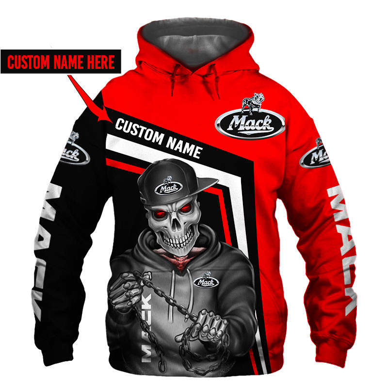 Mack Trucks Skull Tshirt, sweatshirt, Polo, Hawaiian, Hoodie 3D Apparel Full Printing Custom Name 