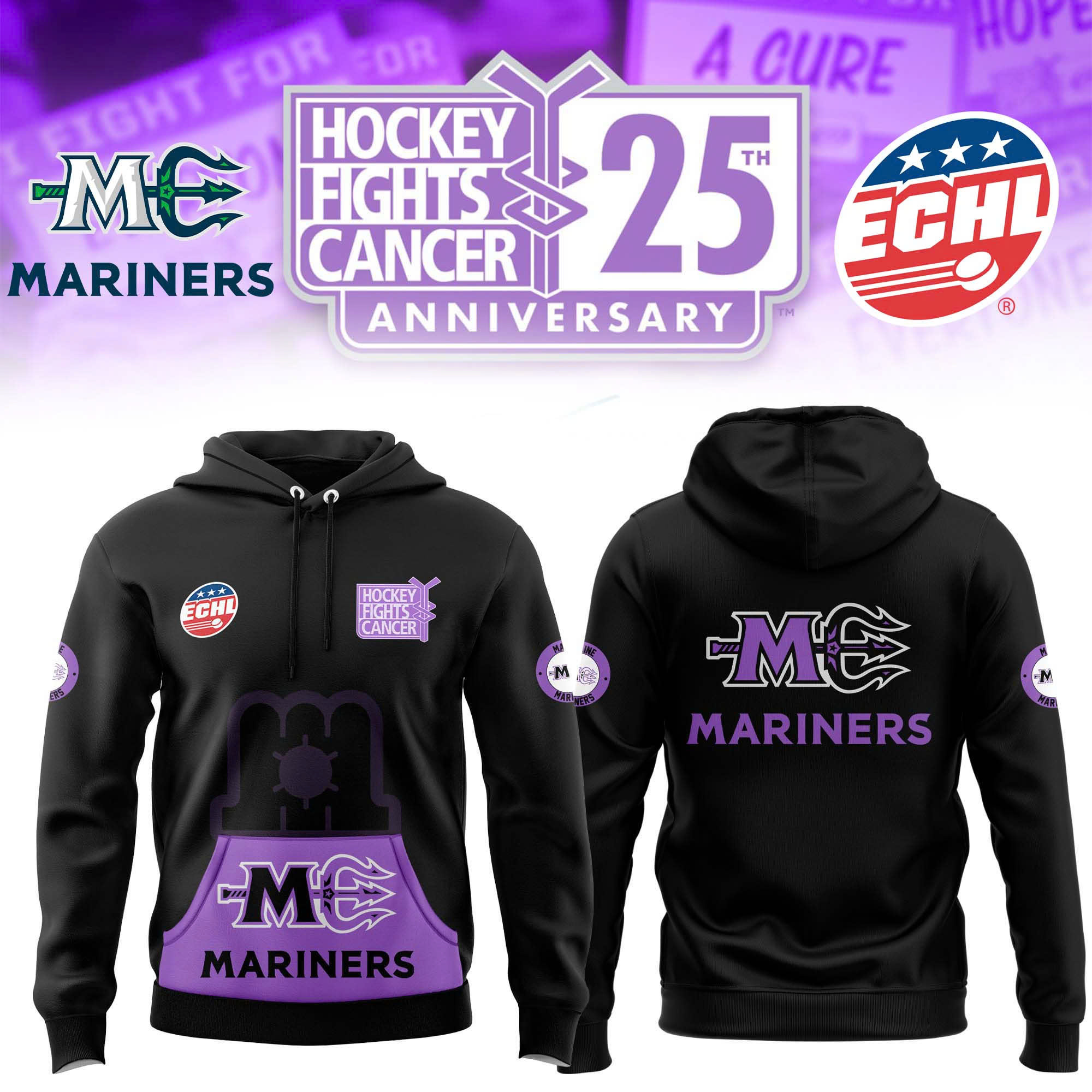 Maine Mariners Hockey Fight Cancer Hoodie 