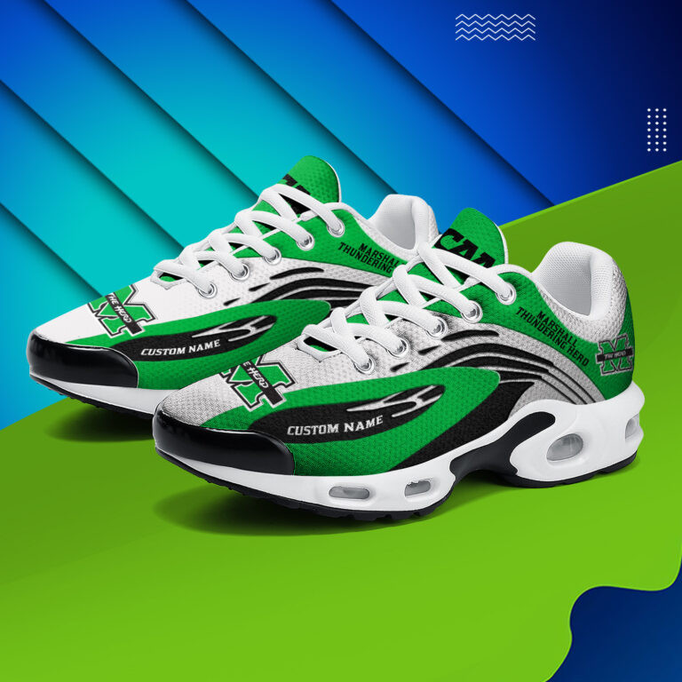 Marshall Thundering Herd Personalized Name Team Logo Mix Colors Wave Line TN Air Max Shoes Air Cushion Sneakers