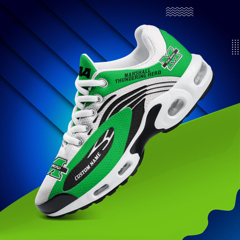Marshall Thundering Herd Personalized Name Team Logo Mix Colors Wave Line TN Air Max Shoes Air Cushion Sneakers
