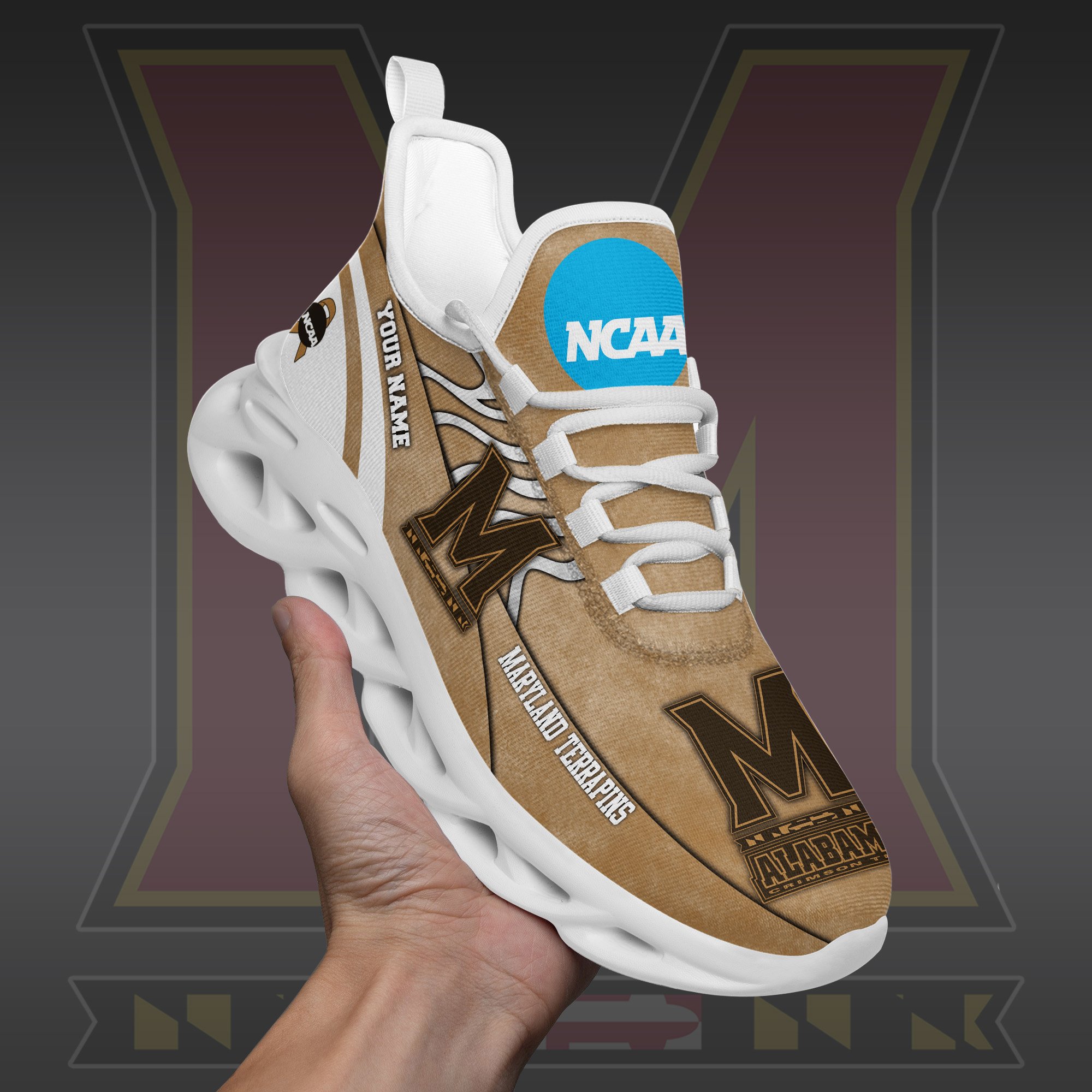 Maryland Terrapins Black Max Soul Shoes 2025 Versions Custom Your Name And Number 312