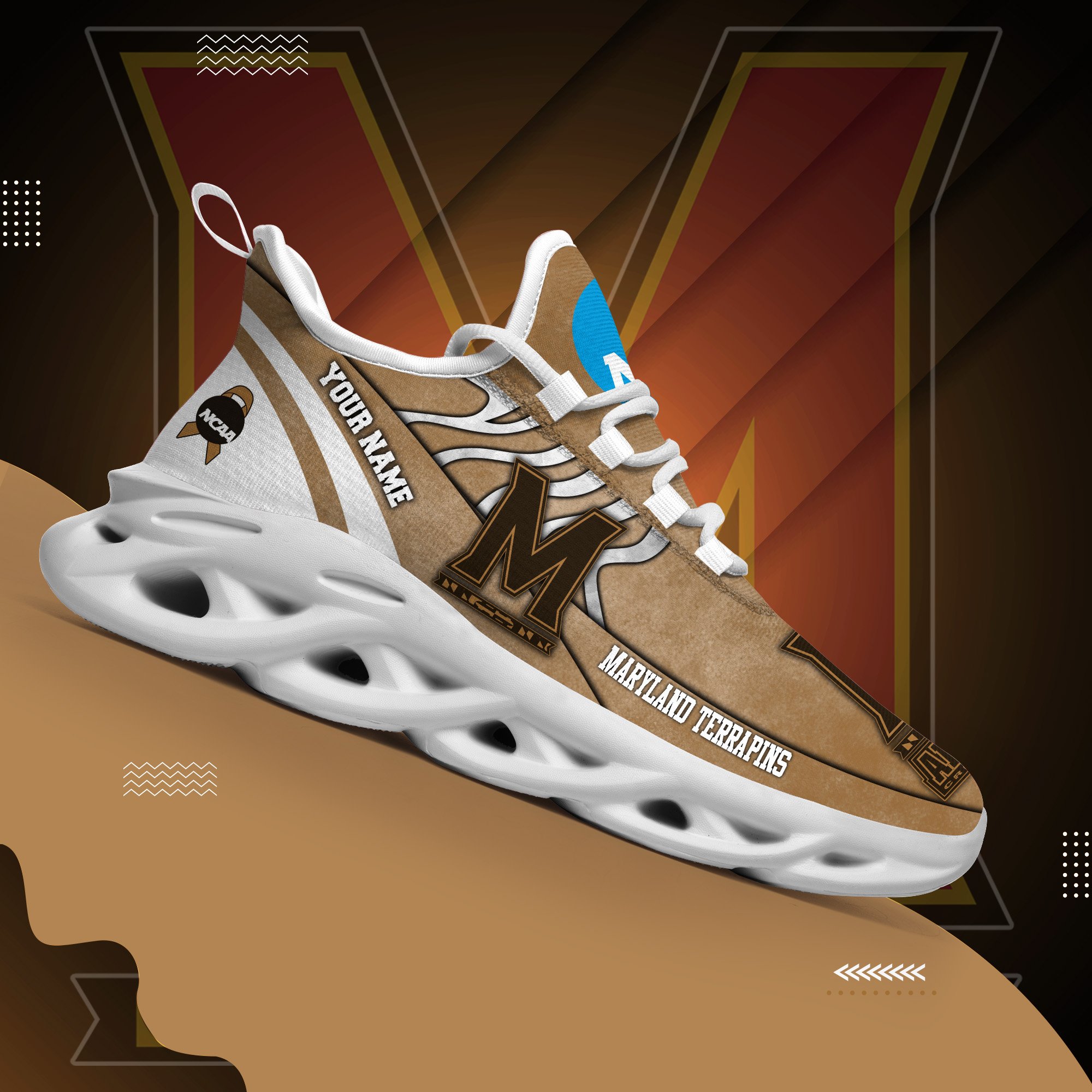 Maryland Terrapins Black Max Soul Shoes 2025 Versions Custom Your Name And Number 312