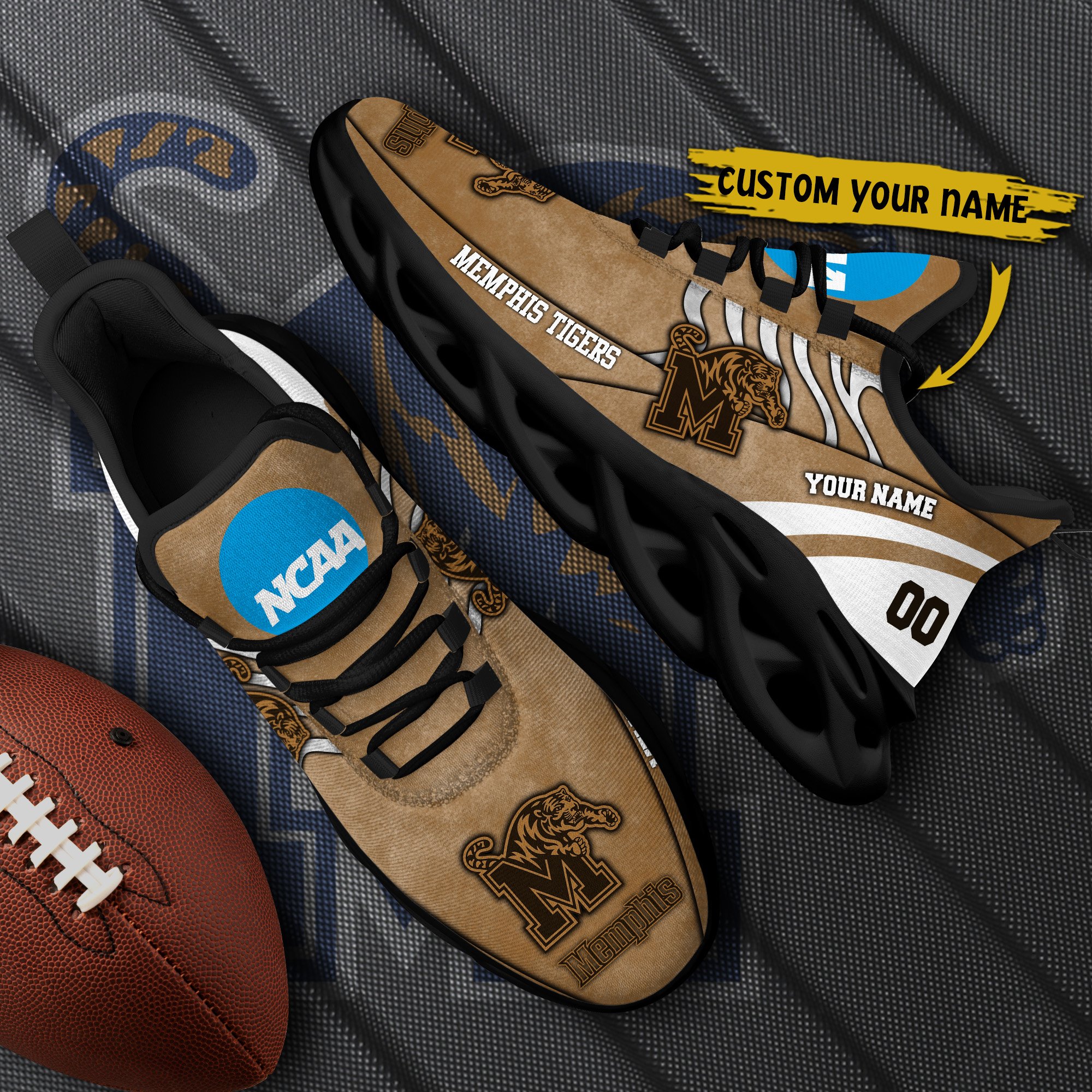 Memphis Tigers Black Max Soul Shoes 2025 Versions Custom Your Name And Number 312