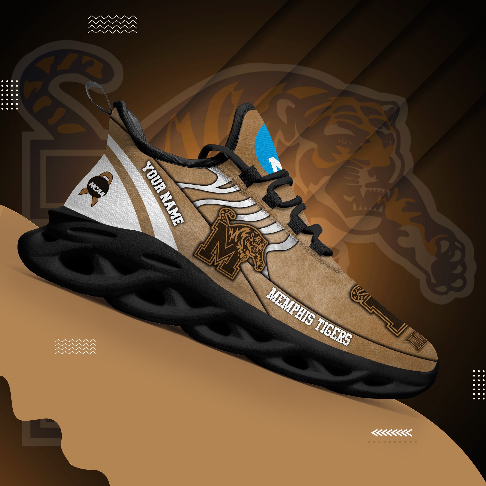 Memphis Tigers Black Max Soul Shoes 2025 Versions Custom Your Name And Number 312
