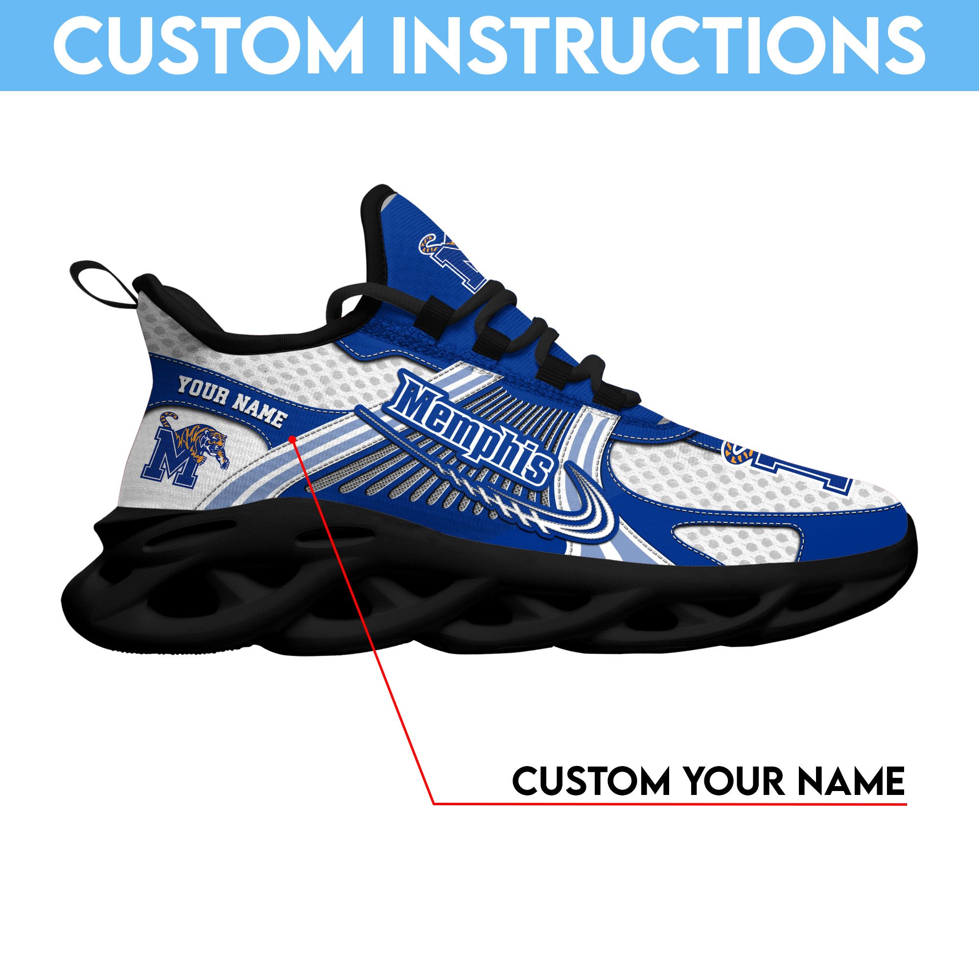 Memphis Tigers Clunky Sneakers Custom Your Name, Sport Sneakers, Sport Gifts For Fan, Gifts For Him