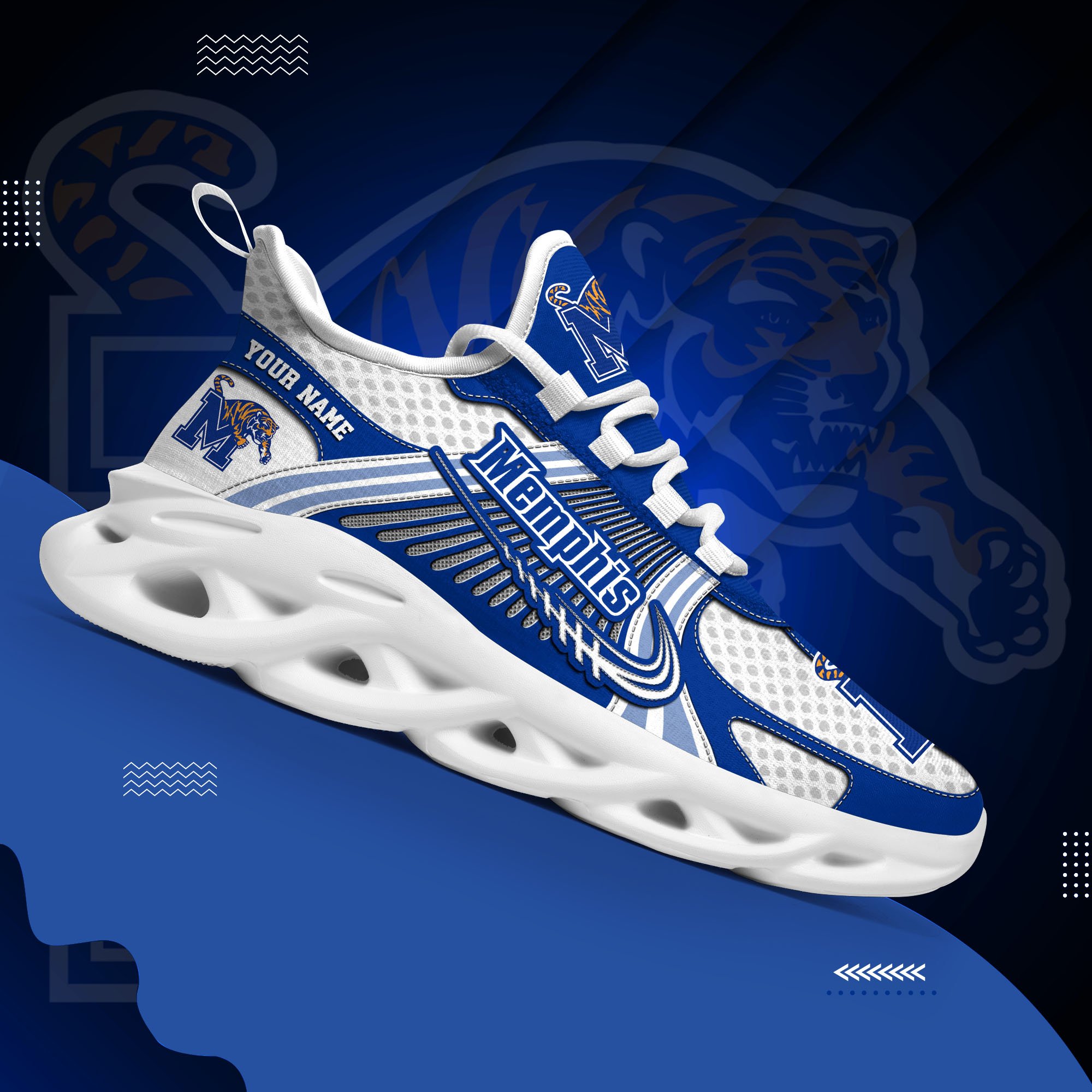 Memphis Tigers Clunky Sneakers Custom Your Name, Sport Sneakers, Sport Gifts For Fan, Gifts For Him