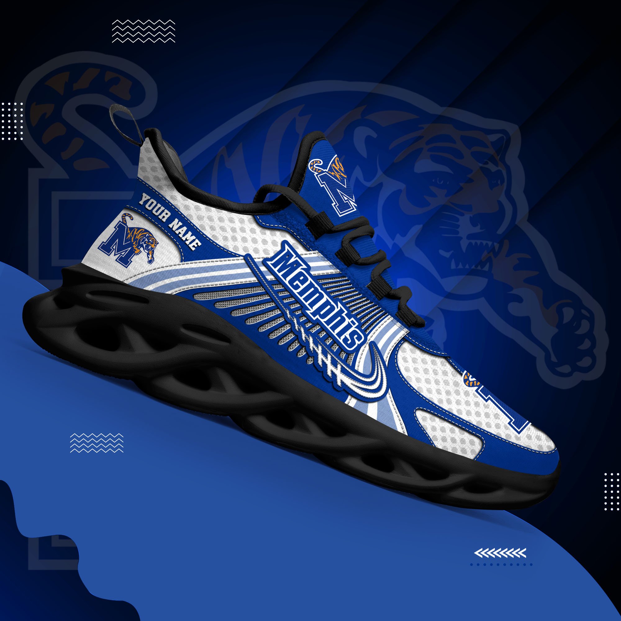 Memphis Tigers Clunky Sneakers Custom Your Name, Sport Sneakers, Sport Gifts For Fan, Gifts For Him