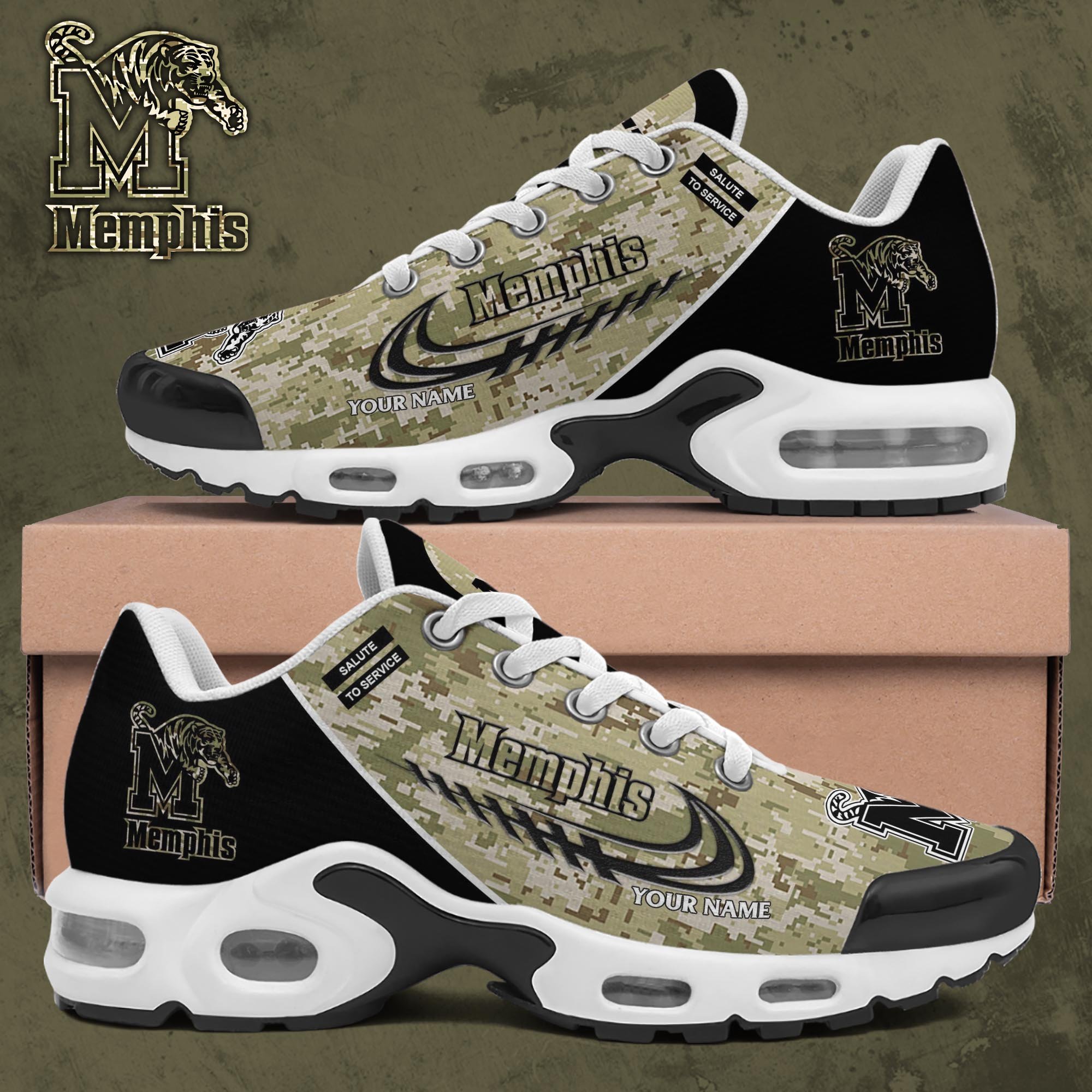 Memphis Tigers TN Shoes 2025 Version Custom Name, Camouflage Shoes, Gifts For Football Lovers PH636