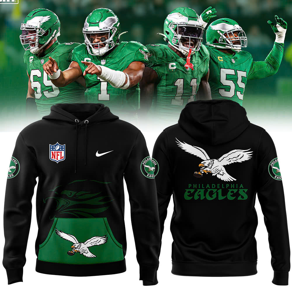 Men's Black Philadelphia Eagles Throwback Hoodie 