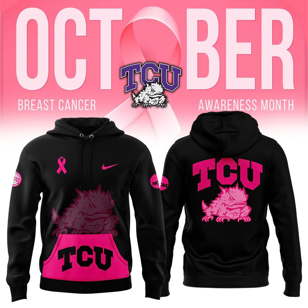 Men's Black TCU football 'Stomp Out Cancer' 2024 Hoodie 