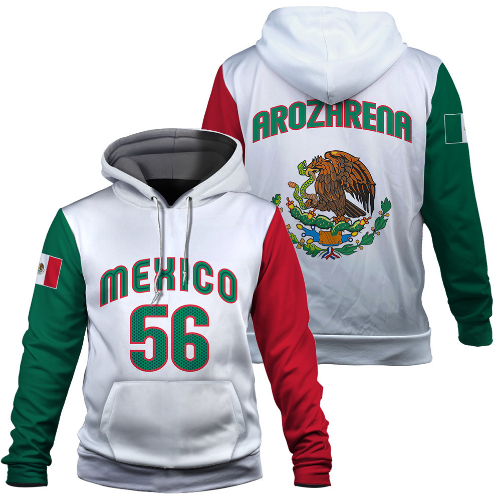 Mexico Baseball Flag Arozarena 56 2023 World Baseball Classic White Red Green Unisex 3D Hoodie 