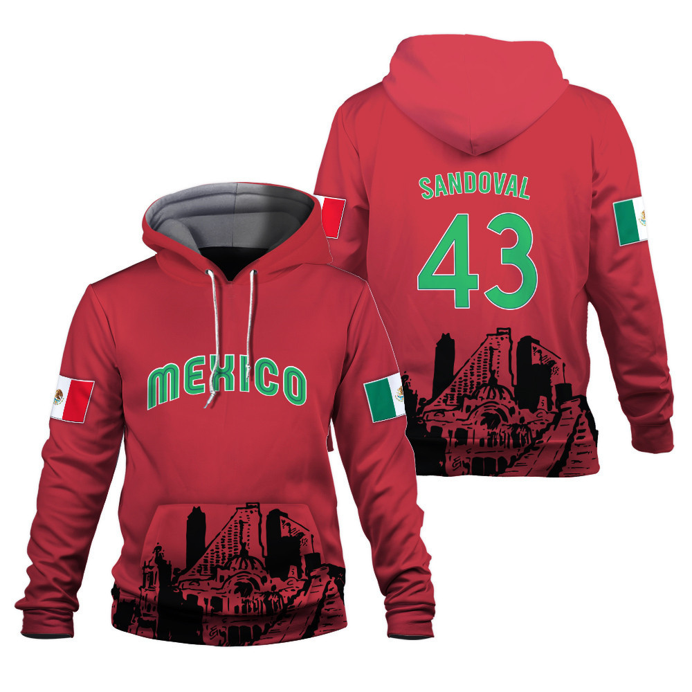 Mexico Baseball Flag Sandoval 43 2023 World Baseball Classic Red Unisex 3D Hoodie 