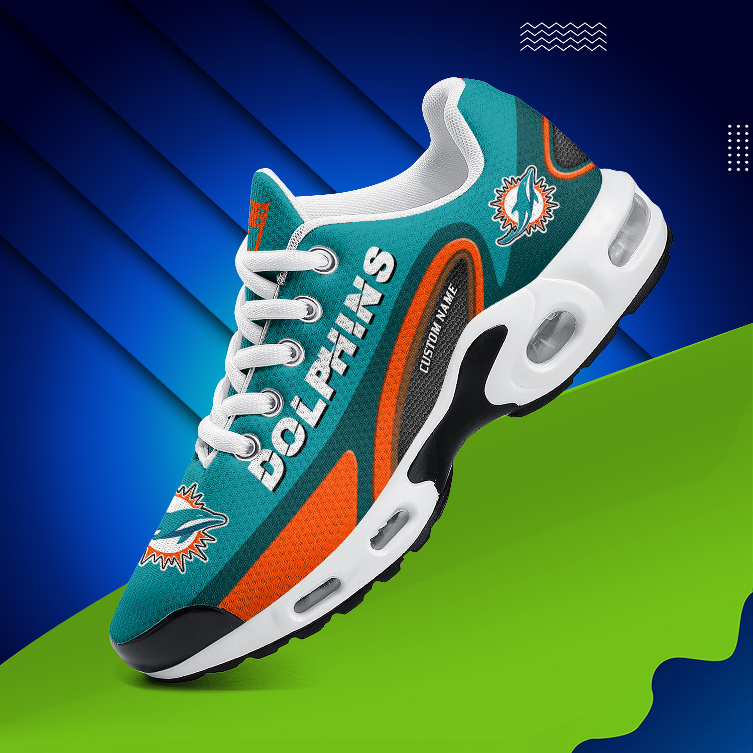 Miami Dolphins Personalized Name Team Logo Mix Colors Oval Line TN Air Max Shoes Air Cushion Sneakers