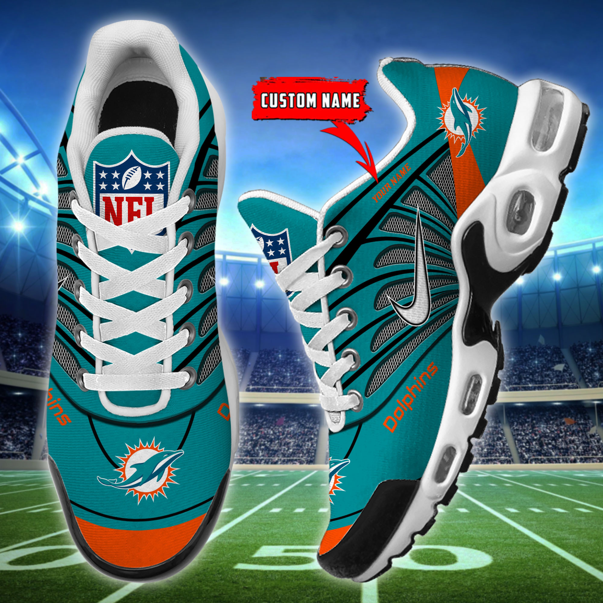 Miami Dolphins TN Air Max Plus Shoes Sneakers For Men And Women