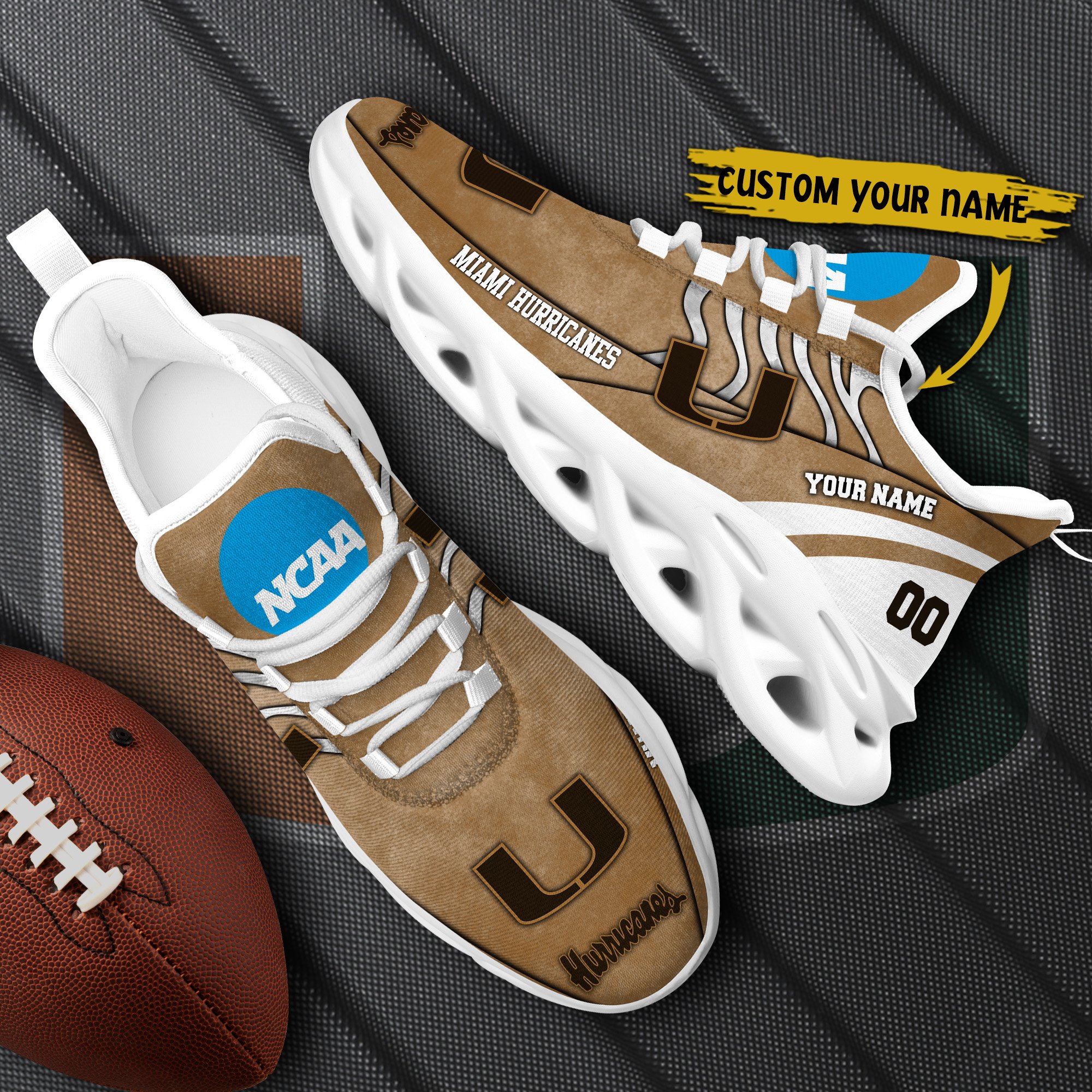 Miami Hurricanes Black Max Soul Shoes 2025 Versions Custom Your Name And Number 312