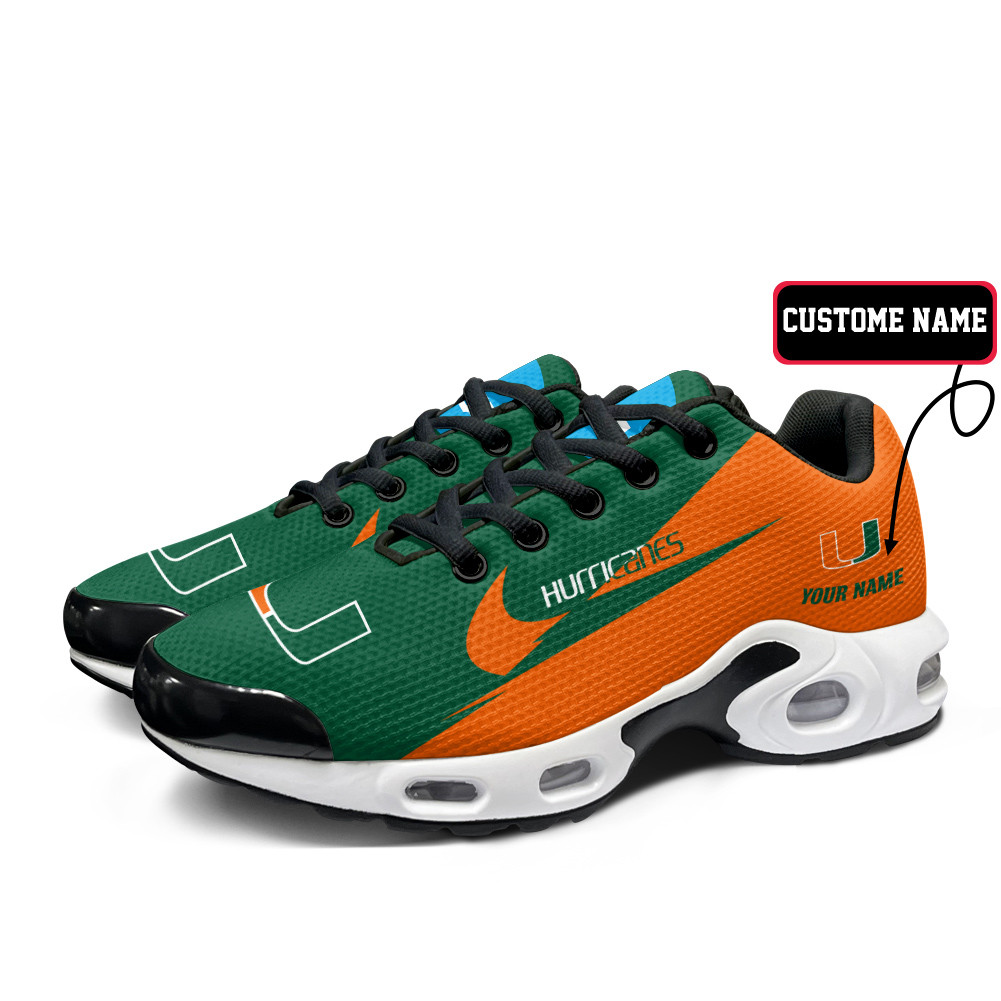 Miami Hurricanes Personalized Name Team Logo Wings Of God Pattern TN Air Max Shoes Air Cushion Sneakers