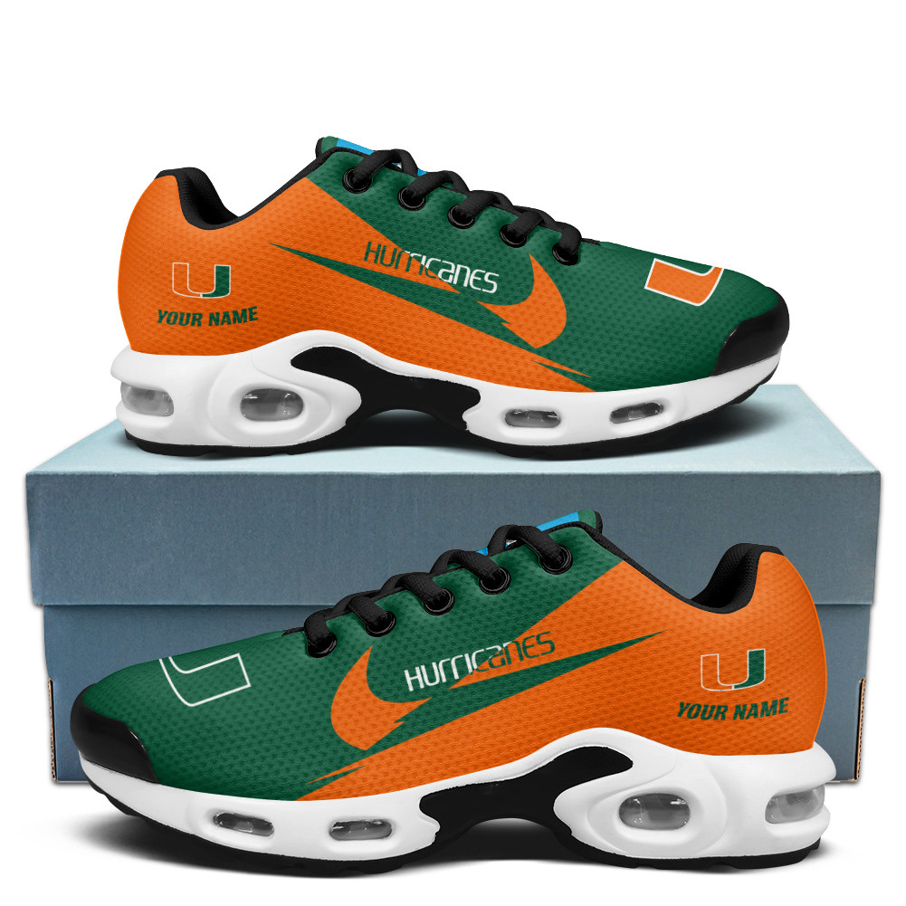 Miami Hurricanes Personalized Name Team Logo Wings Of God Pattern TN Air Max Shoes Air Cushion Sneakers
