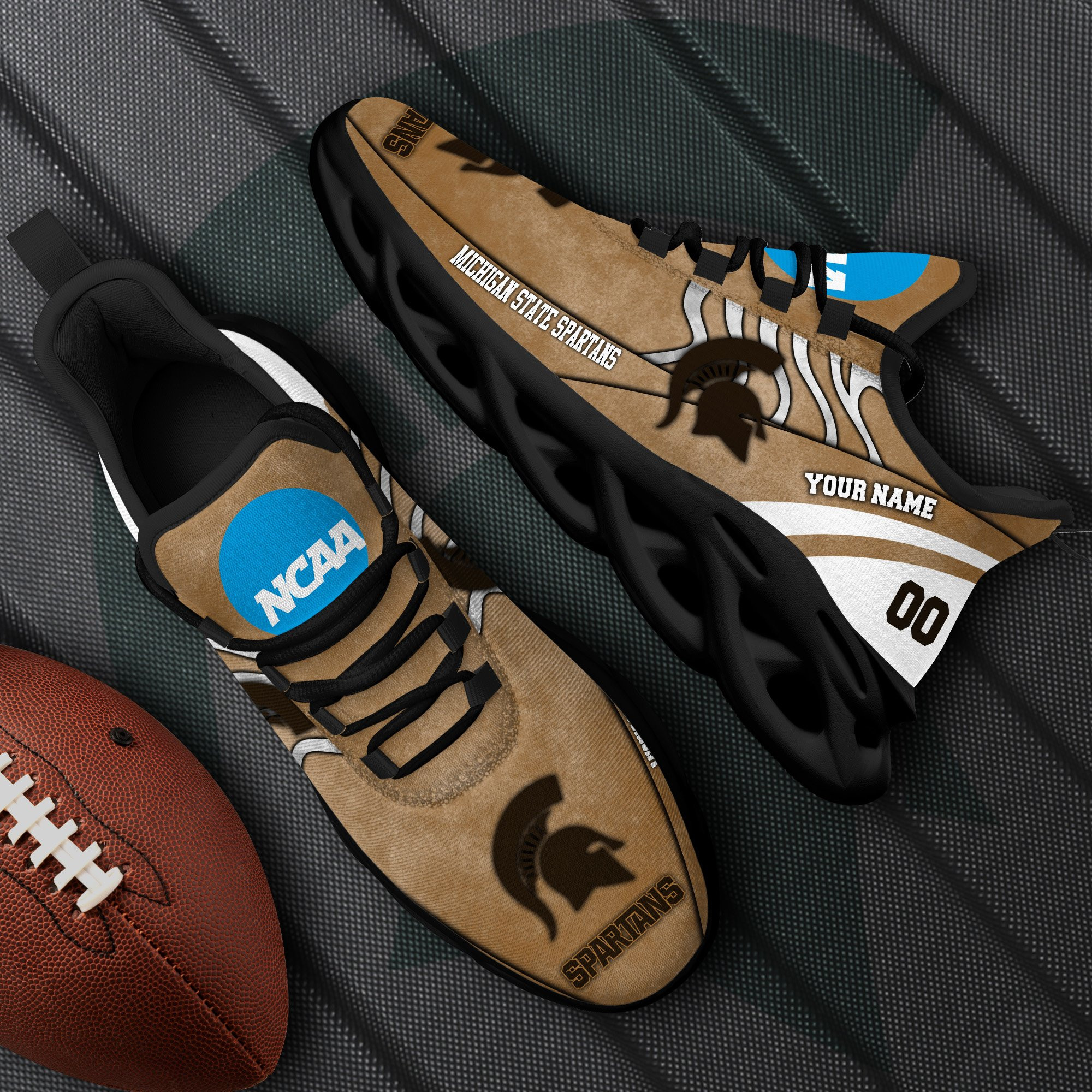 Michigan State Spartans Black Max Soul Shoes 2025 Versions Custom Your Name And Number 312