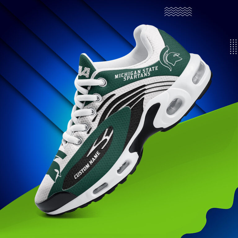 Michigan State Spartans Personalized Name Team Logo Mix Colors Wave Line TN Air Max Shoes Air Cushion Sneakers
