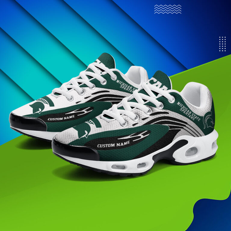 Michigan State Spartans Personalized Name Team Logo Mix Colors Wave Line TN Air Max Shoes Air Cushion Sneakers