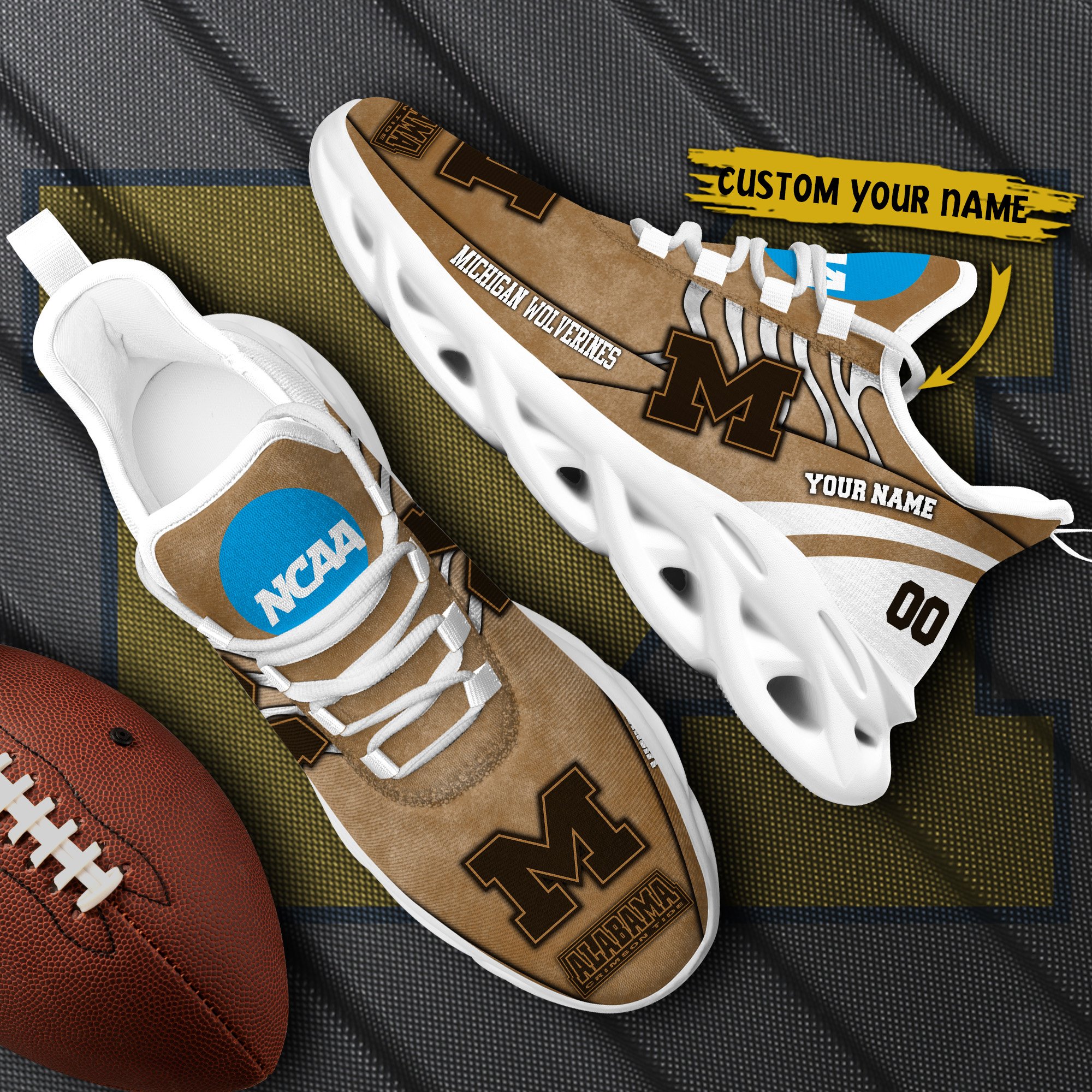 Michigan Wolverines Black Max Soul Shoes 2025 Versions Custom Your Name And Number 312
