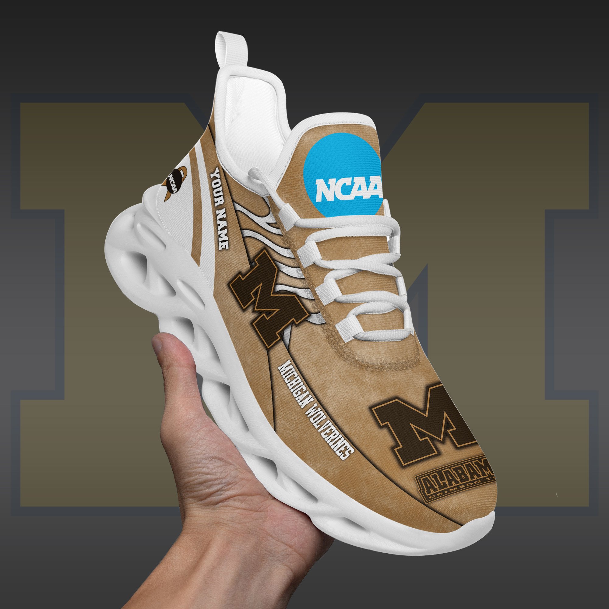 Michigan Wolverines Black Max Soul Shoes 2025 Versions Custom Your Name And Number 312