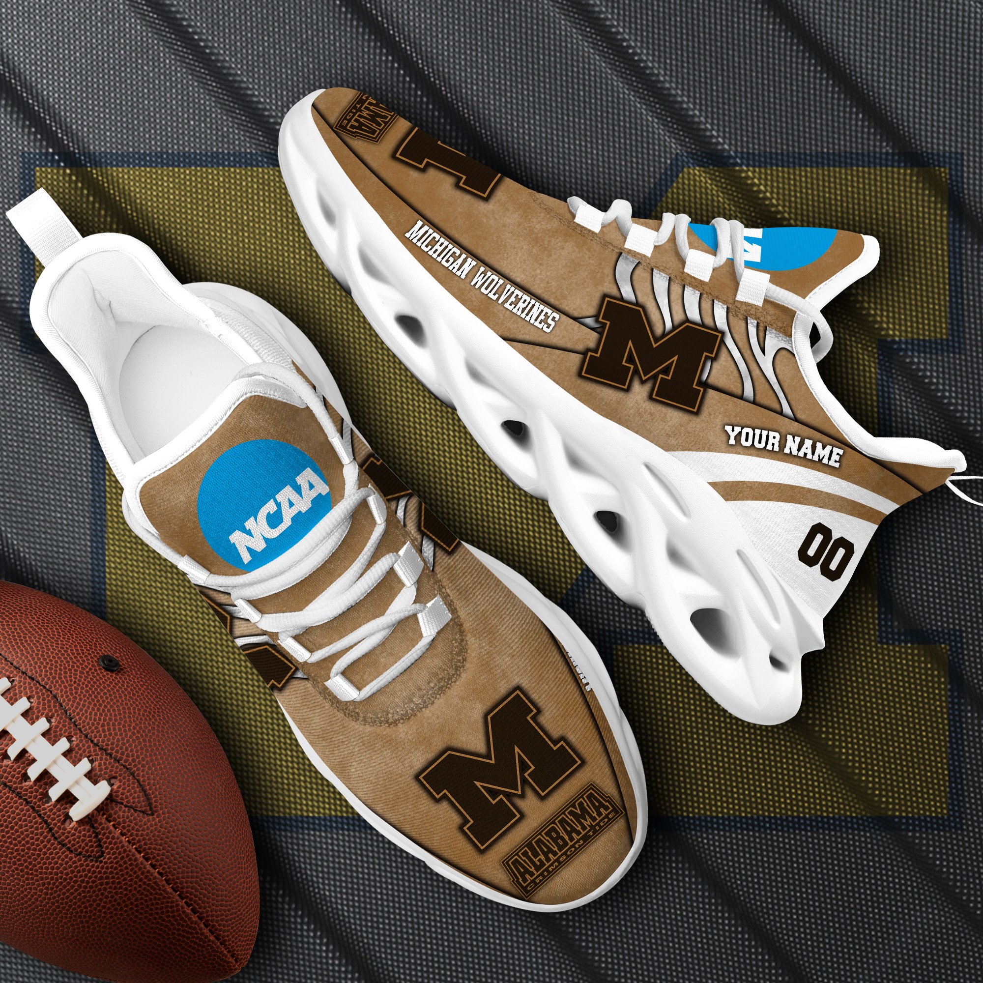 Michigan Wolverines Black Max Soul Shoes 2025 Versions Custom Your Name And Number 312