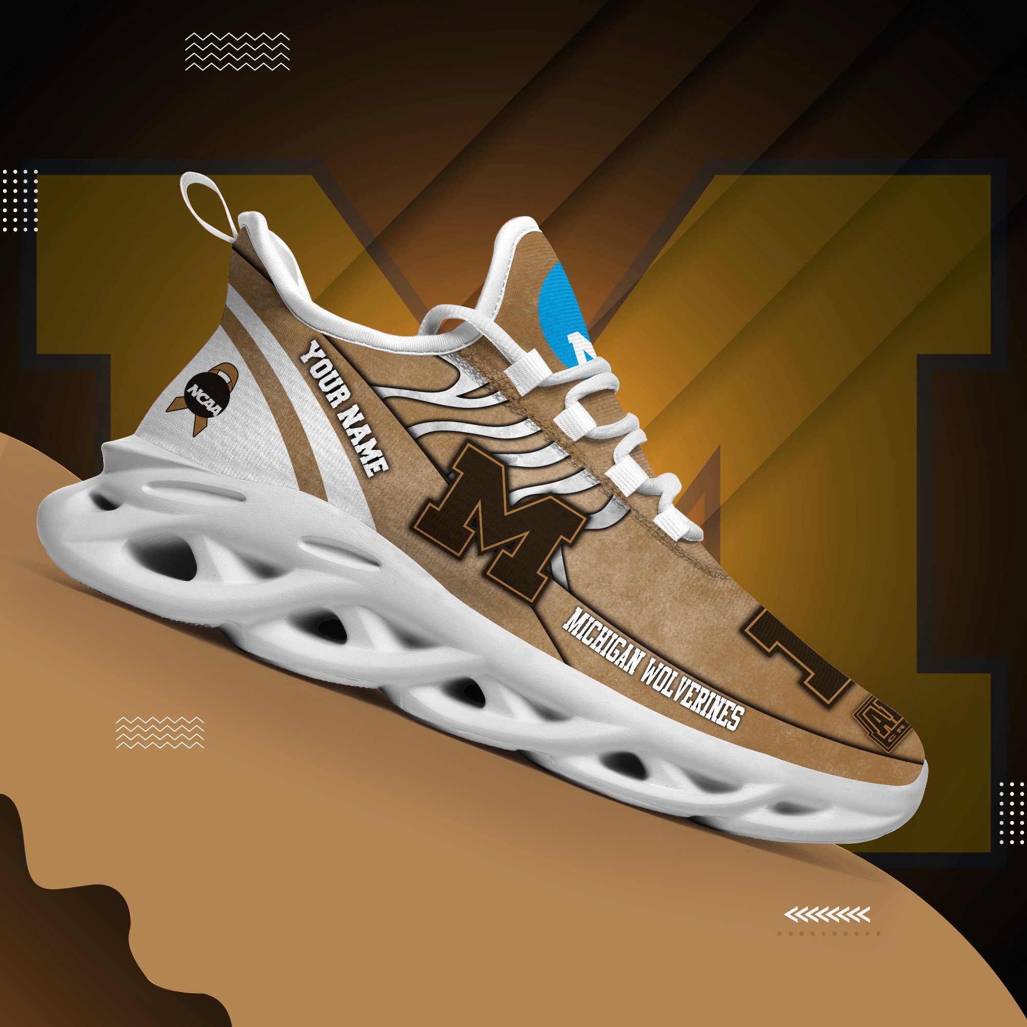 Michigan Wolverines Black Max Soul Shoes 2025 Versions Custom Your Name And Number 312