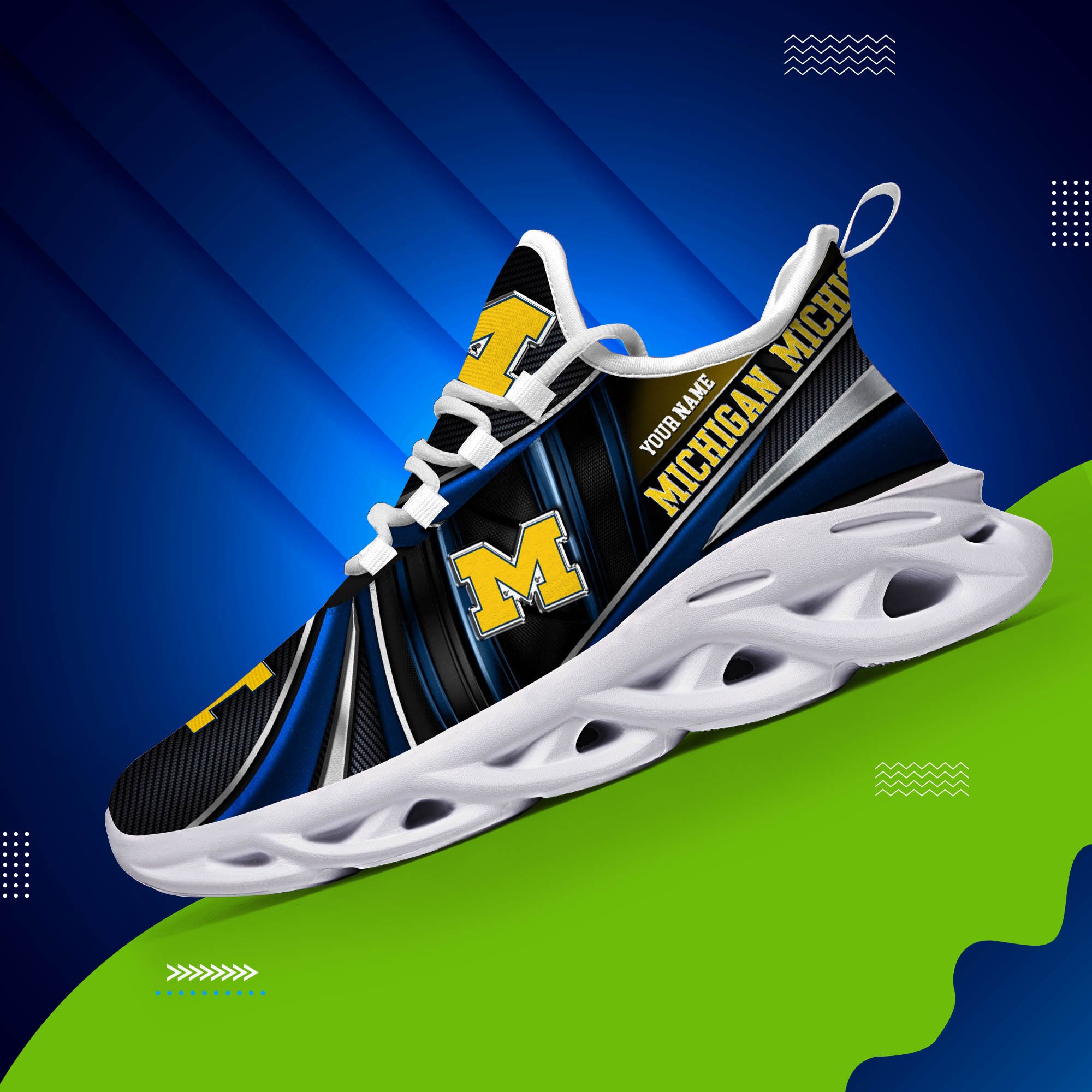 Michigan Wolverines White C Sneakers 2025 Version Personalized Your Name, Sport Team Sneakers, Sport Gifts PH892