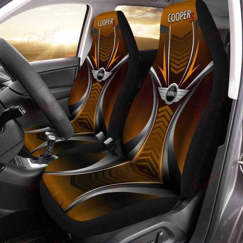 Mini Cooper Car Seat Cover (Set of 2) Ver 1 (Brown) 