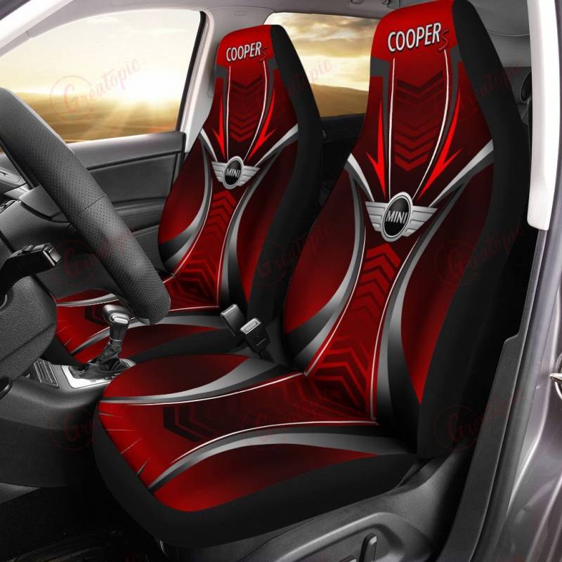 Mini Cooper Car Seat Cover (Set of 2) Ver 1 (Red) 