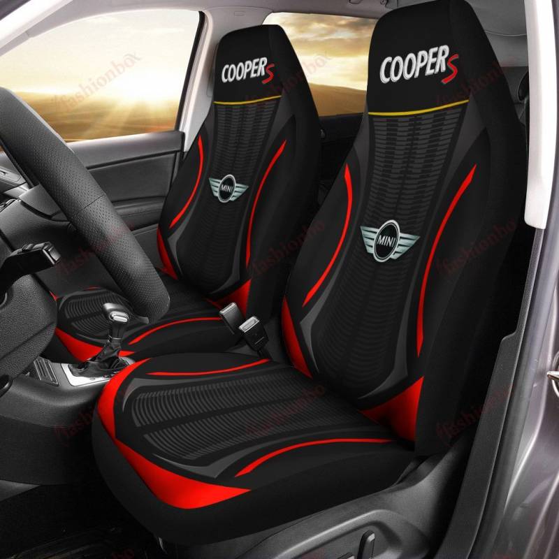 Mini Cooper DVT Car Seat Cover (Set of 2) Ver 1 (Black-Red) 
