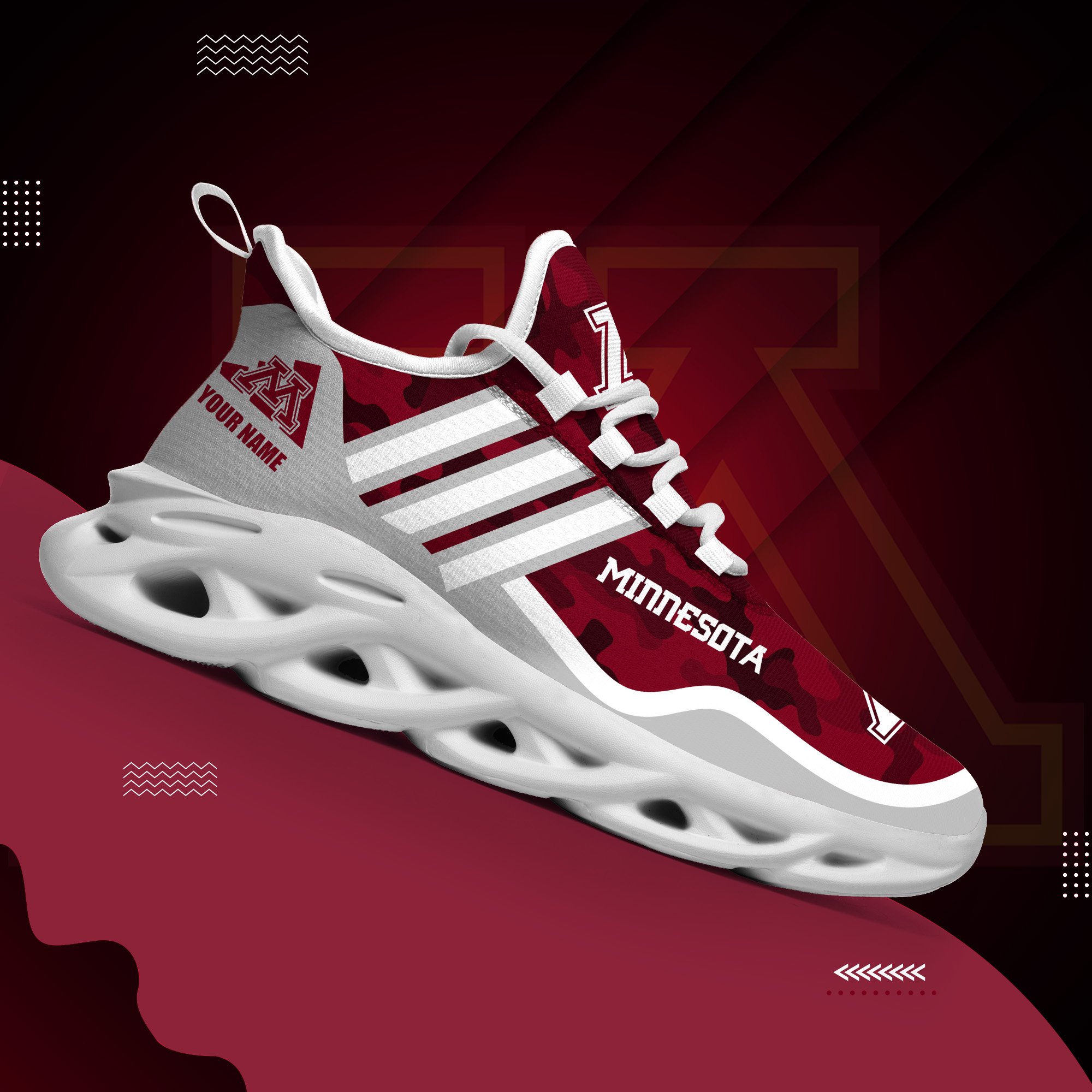 Minnesota Golden Gophers Black Max Soul Shoes 2025 Versions Custom Name 466