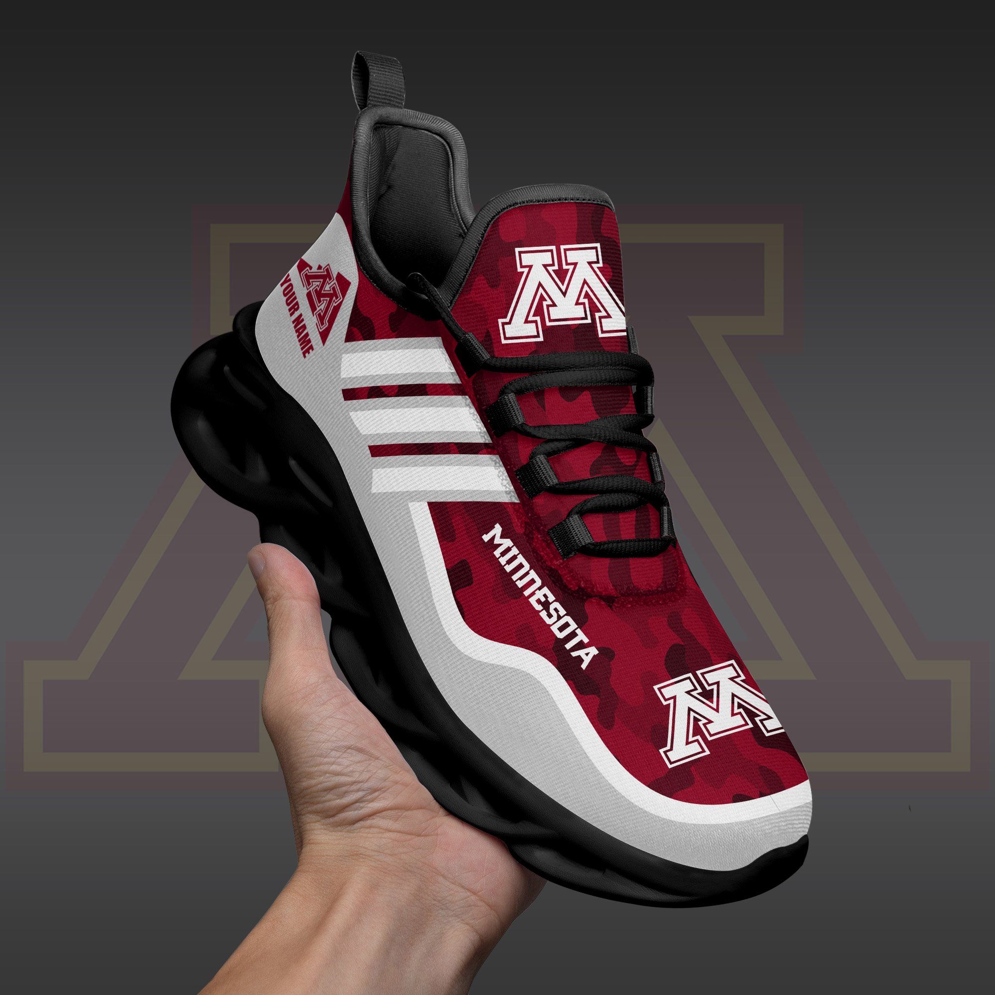 Minnesota Golden Gophers Black Max Soul Shoes 2025 Versions Custom Name 466
