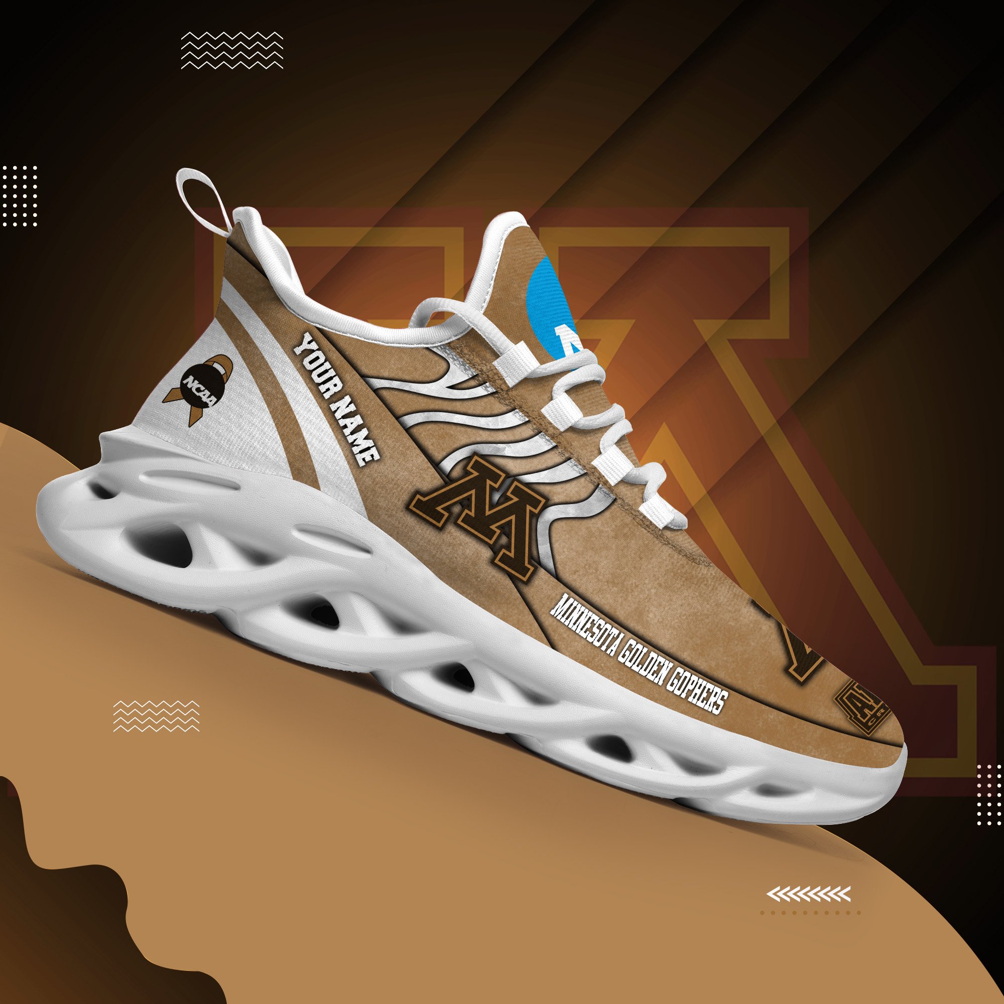 Minnesota Golden Gophers Black Max Soul Shoes 2025 Versions Custom Your Name And Number 312