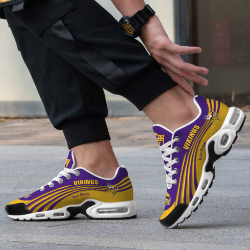 Minnesota Vikings Personalized Name Team Colors Wave Lines TN Shoes Air Cushion Sneakers