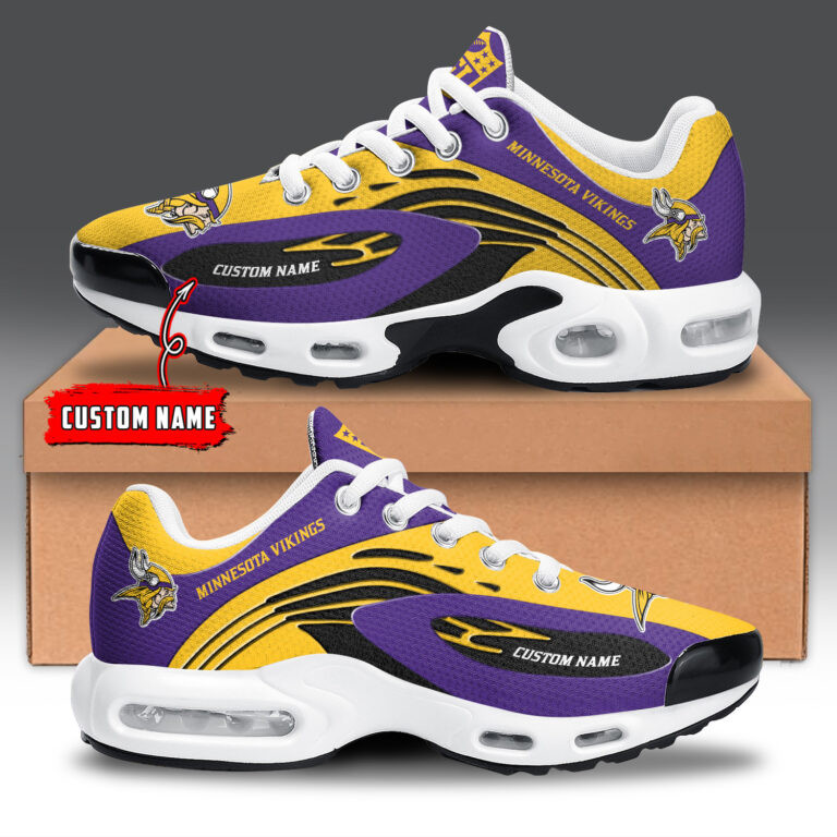 Minnesota Vikings Personalized Name Team Logo Mix Colors Wave Line TN Air Max Shoes Air Cushion Sneakers