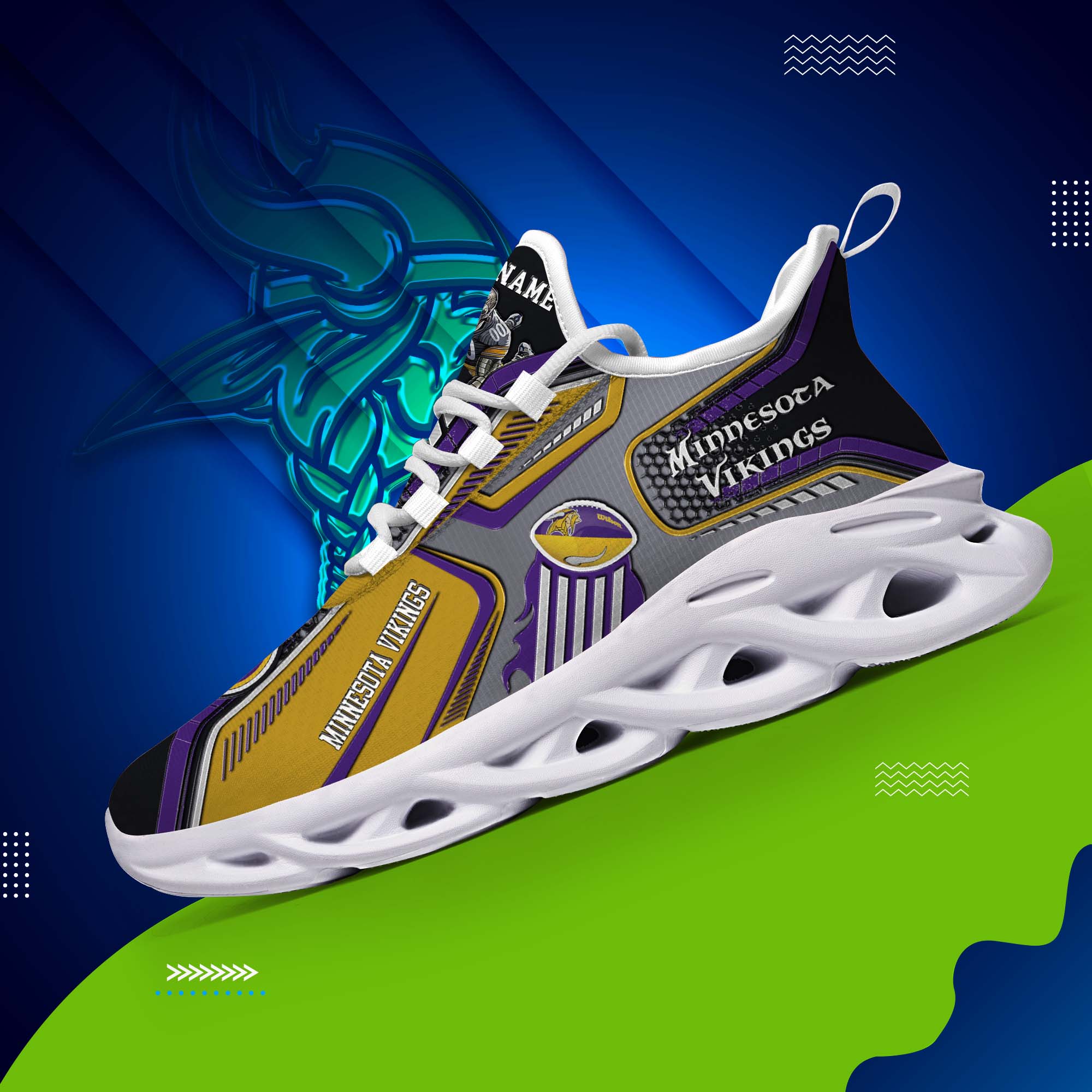 Minnesota Vikings White C Sneakers 2025 Version Personalized Your Name, Sport Sneakers , Sport Gifts PH605