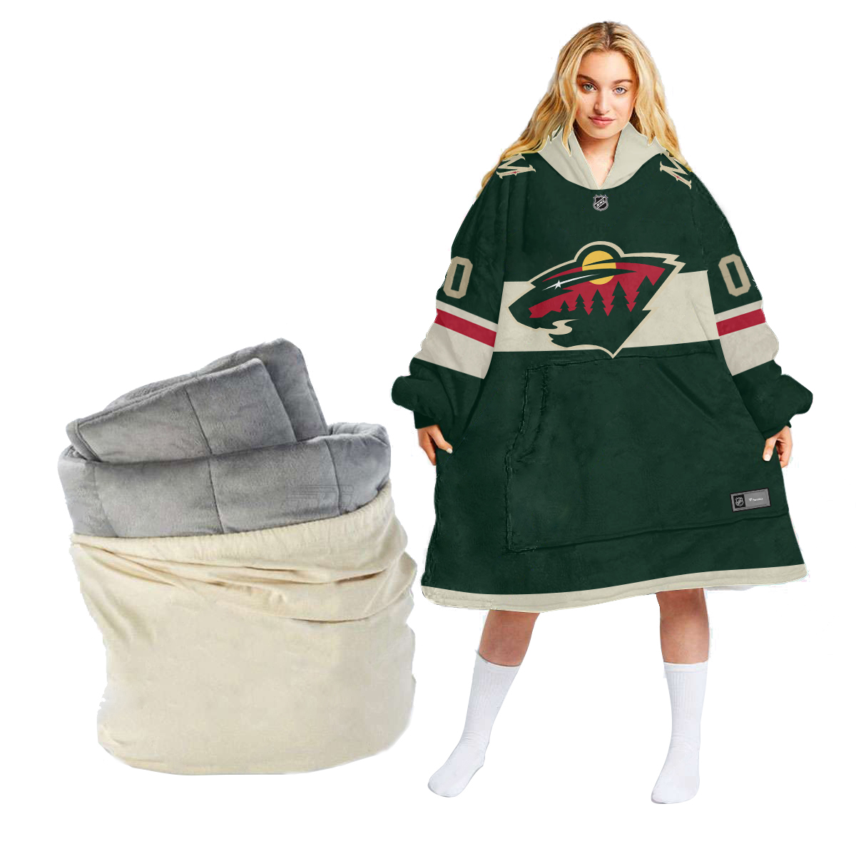 Minnesota Wild Personalized Blanket Hoodie Hoodie Snuggie Hoodies 
