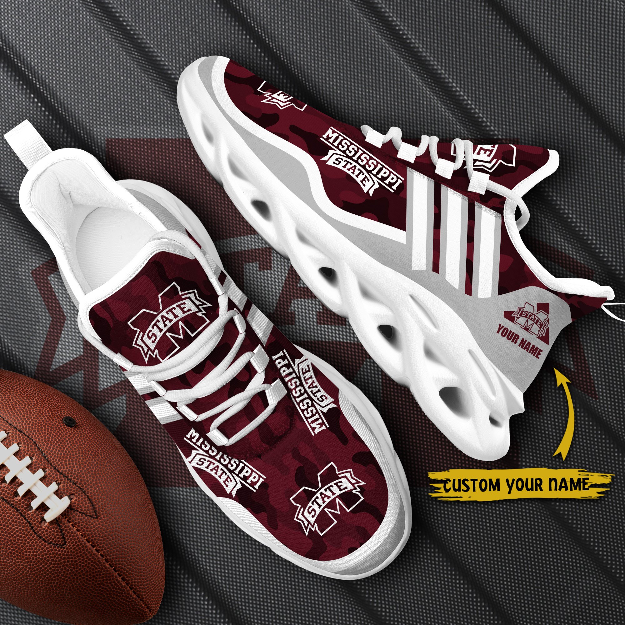 Mississippi State Bulldogs Black Max Soul Shoes 2025 Versions Custom Name 466