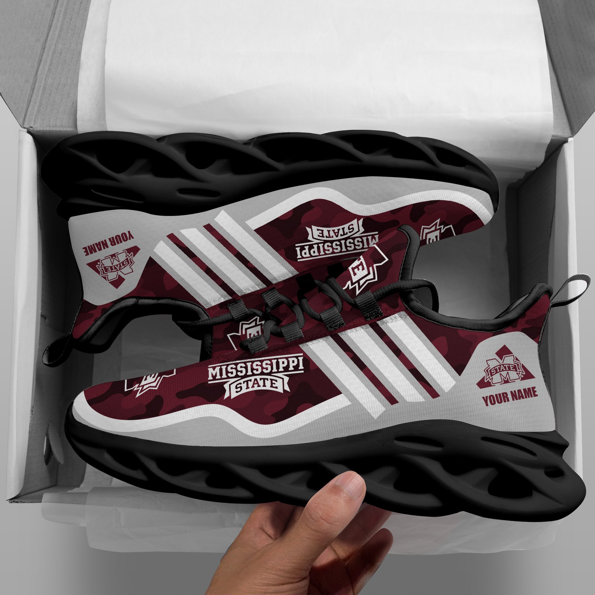 Mississippi State Bulldogs Black Max Soul Shoes 2025 Versions Custom Name 466