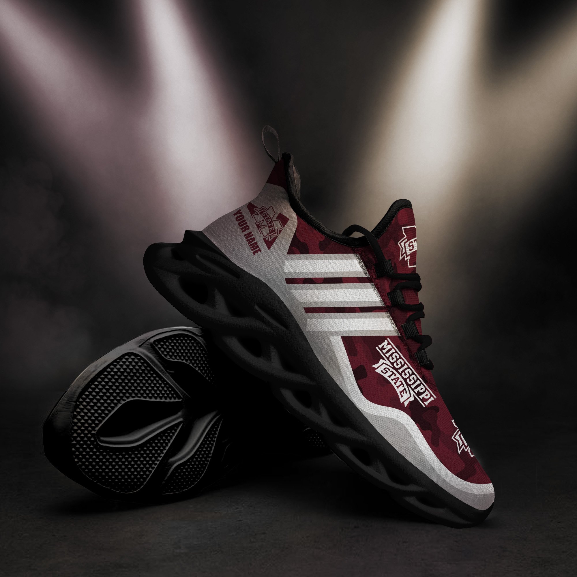 Mississippi State Bulldogs Black Max Soul Shoes 2025 Versions Custom Name 466