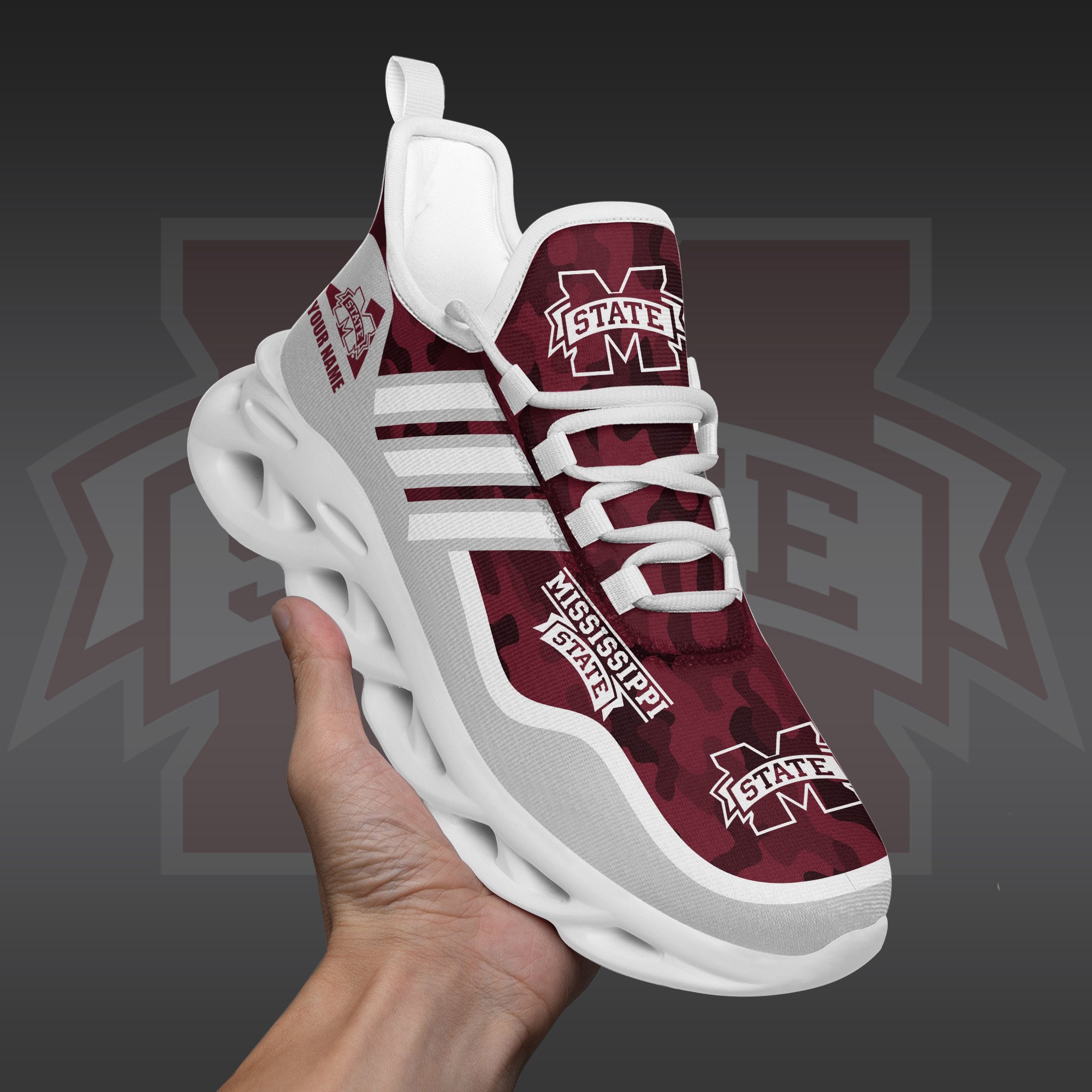 Mississippi State Bulldogs Black Max Soul Shoes 2025 Versions Custom Name 466