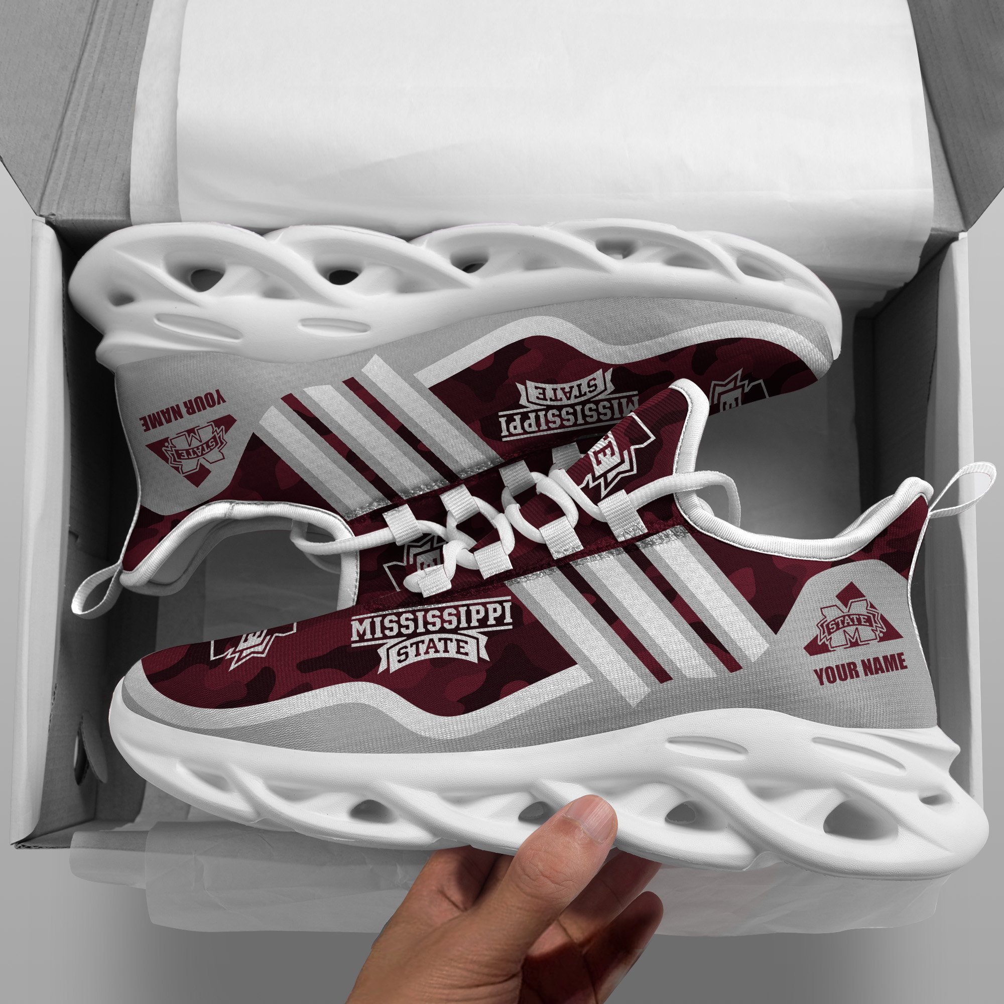 Mississippi State Bulldogs Black Max Soul Shoes 2025 Versions Custom Name 466