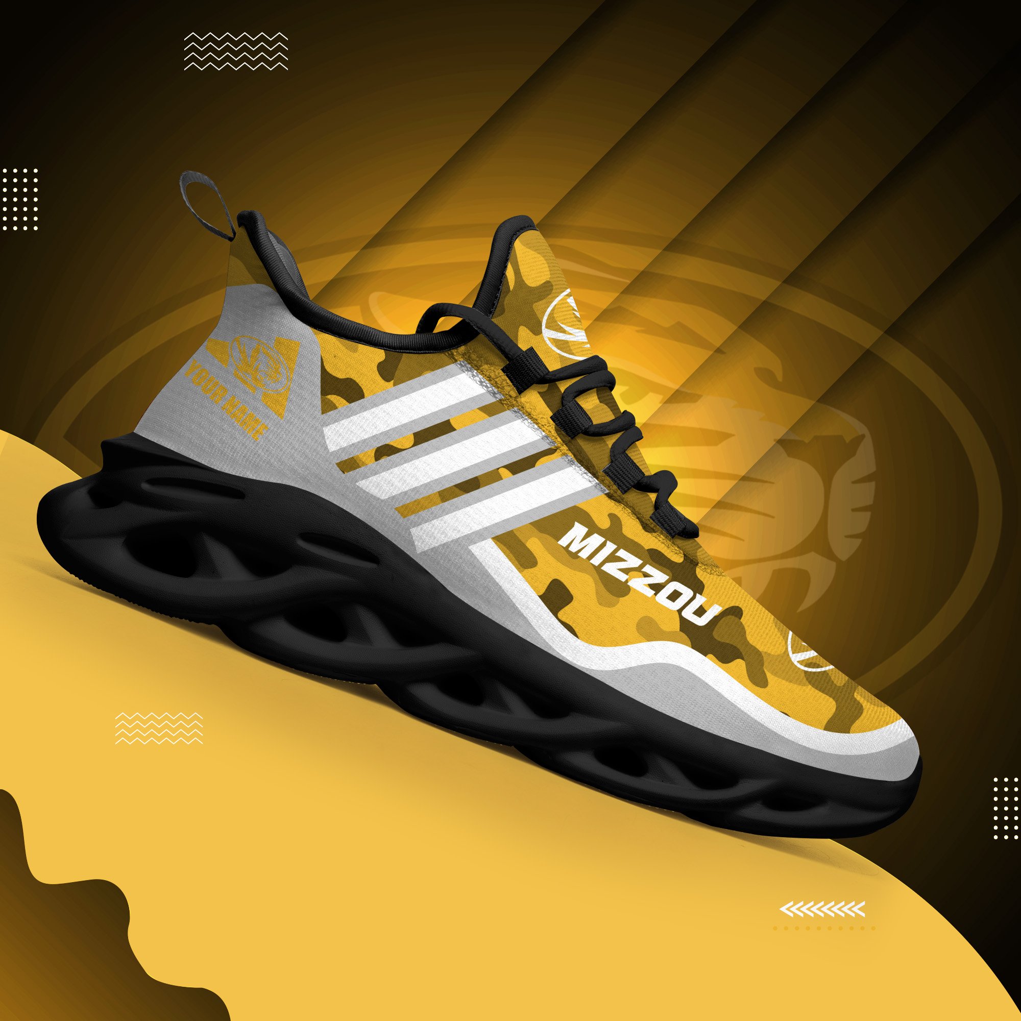 Missouri Tigers Black Max Soul Shoes 2025 Versions Custom Name 466