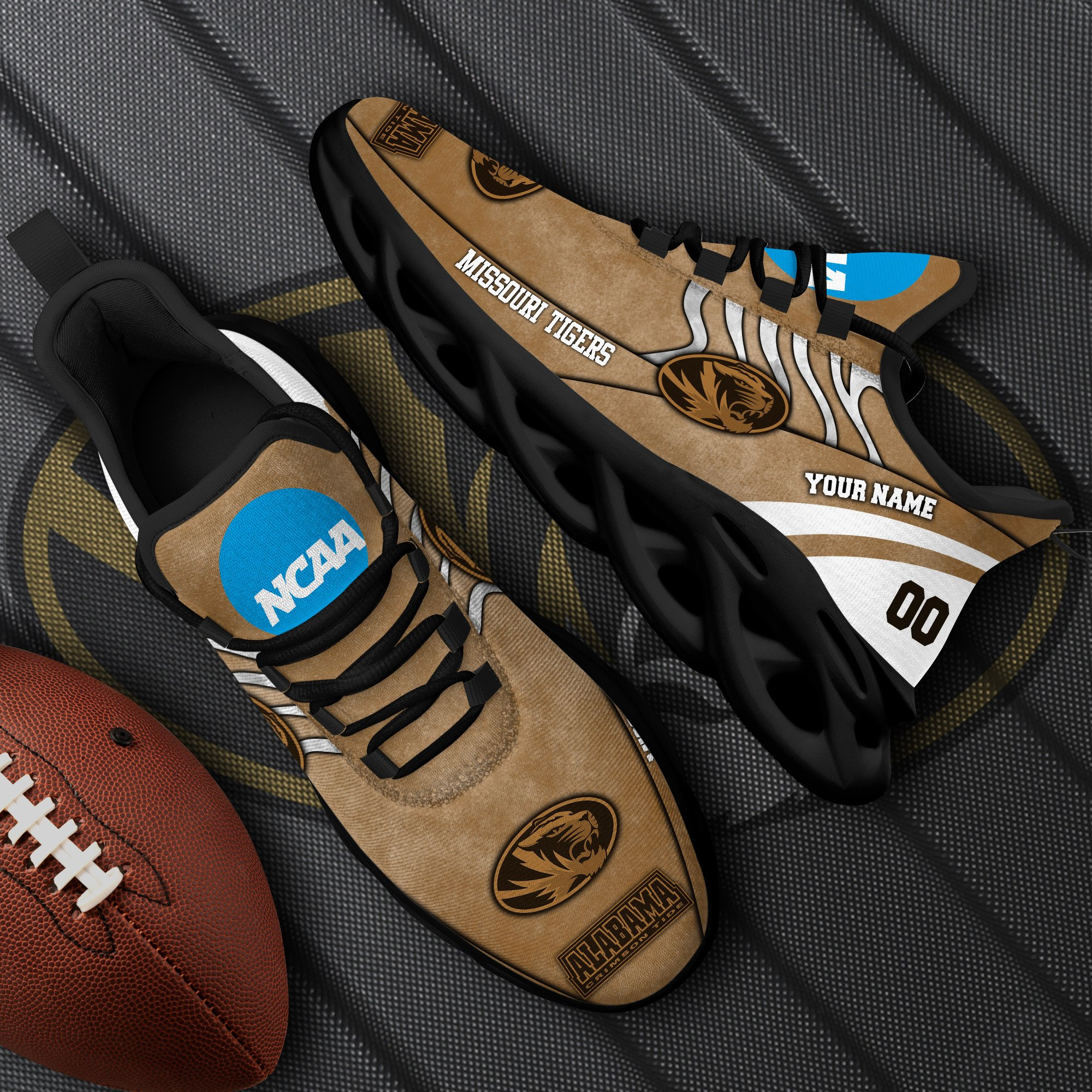 Missouri Tigers Black Max Soul Shoes 2025 Versions Custom Your Name And Number 312
