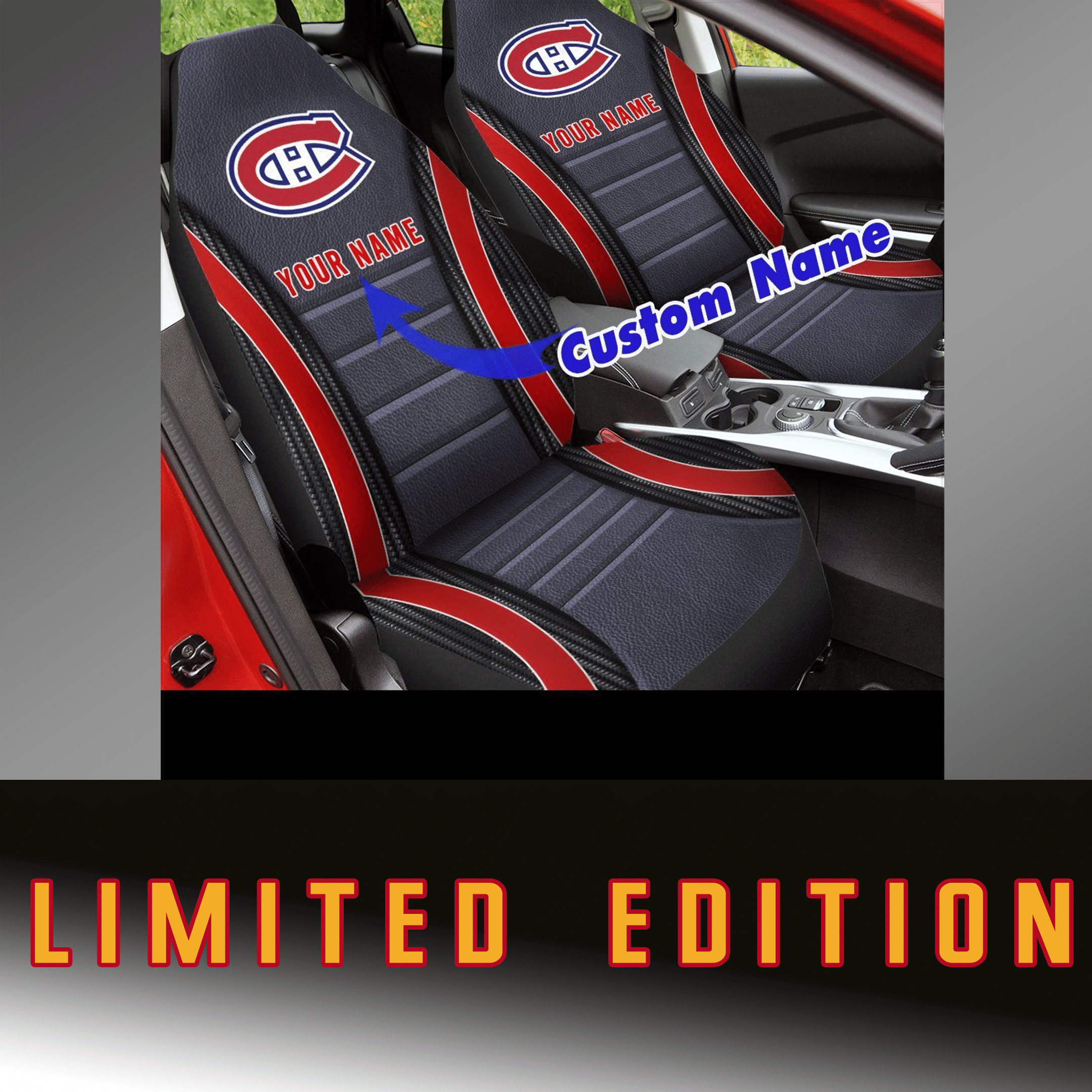 Montreal Canadiens Custom Name Car Seat Covers (SET OF 2) -Ver all